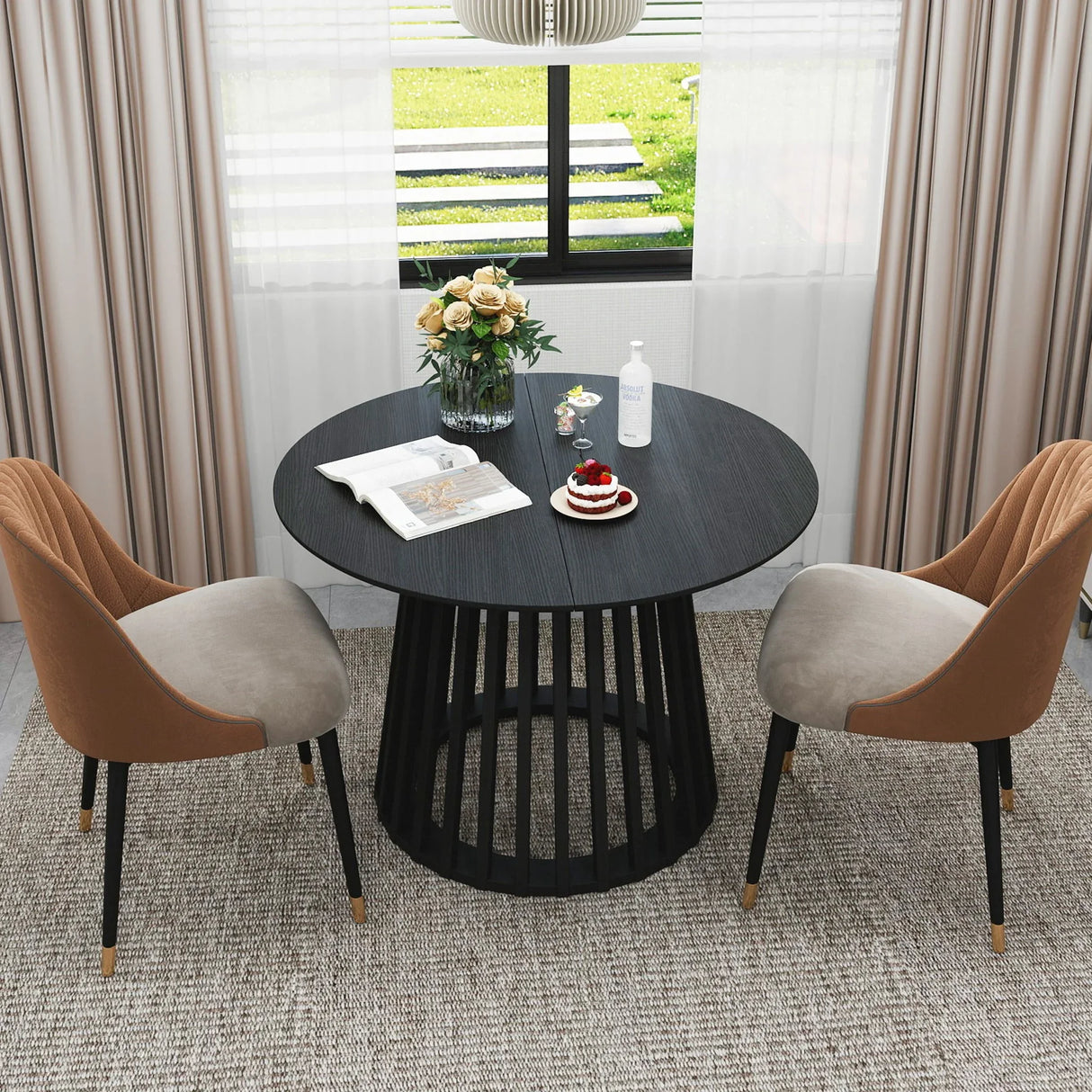 Modern Round Coffee Table With Grille Moldin - Furniture Home Direct