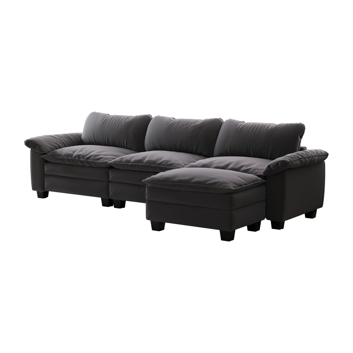 Sectional Sofa with Chaise Velvet Upholstery Premium Grey - Furniture Home Direct
