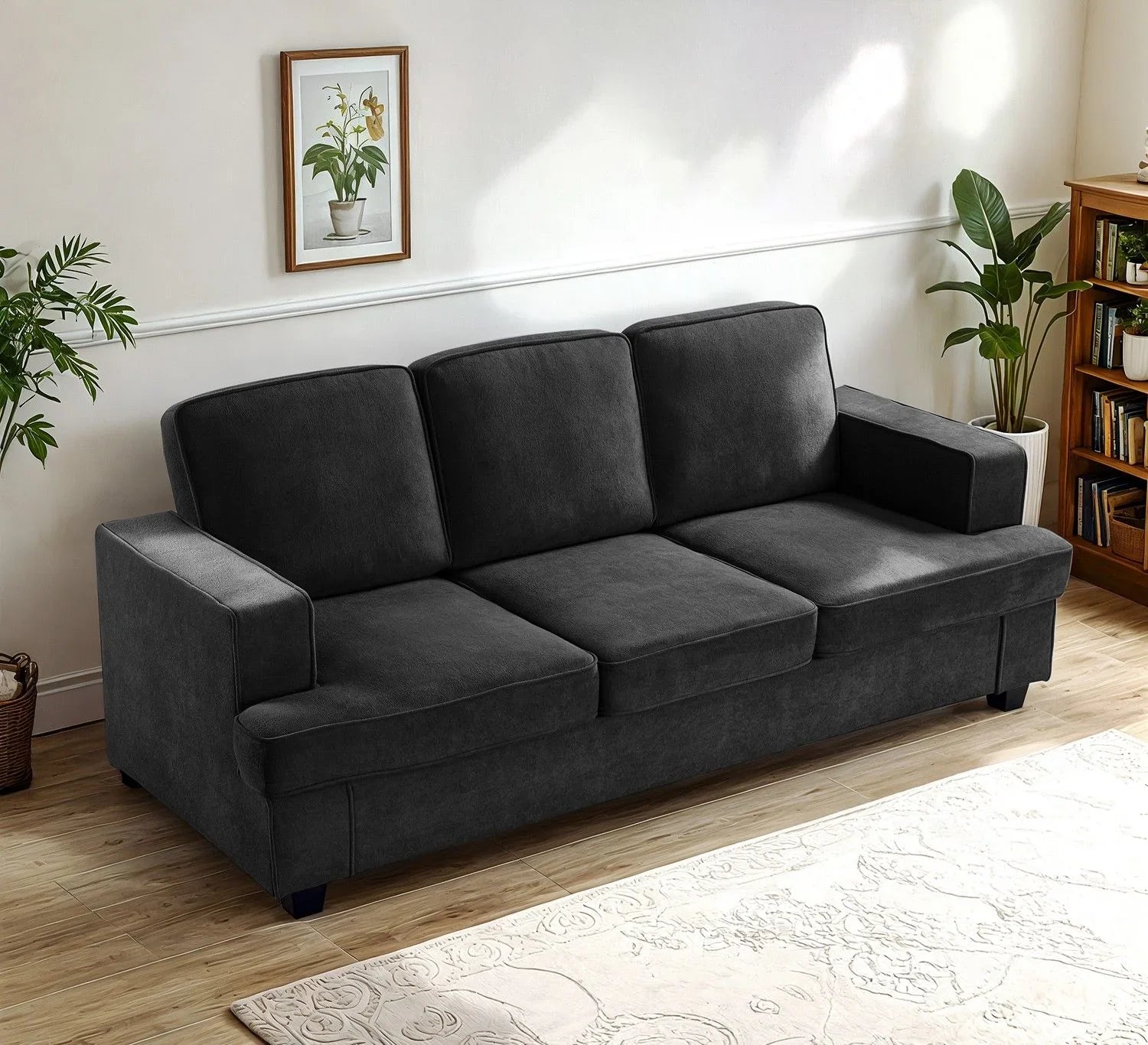 Modern Sofa, Comfortable 3 Seater Couch With Deep Seating, Loose Back Cushions, Wide Arms - Furniture Home Direct