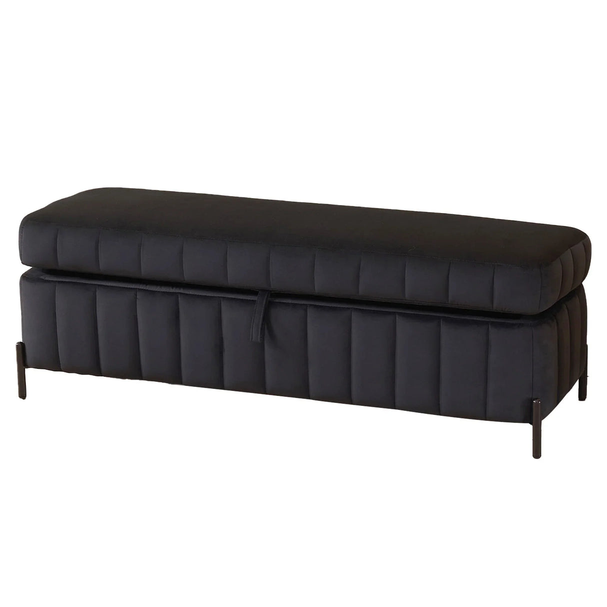Wide Upholstered Velvet Storage Soft Bench Ottoman With Metal Legs - Furniture Home Direct