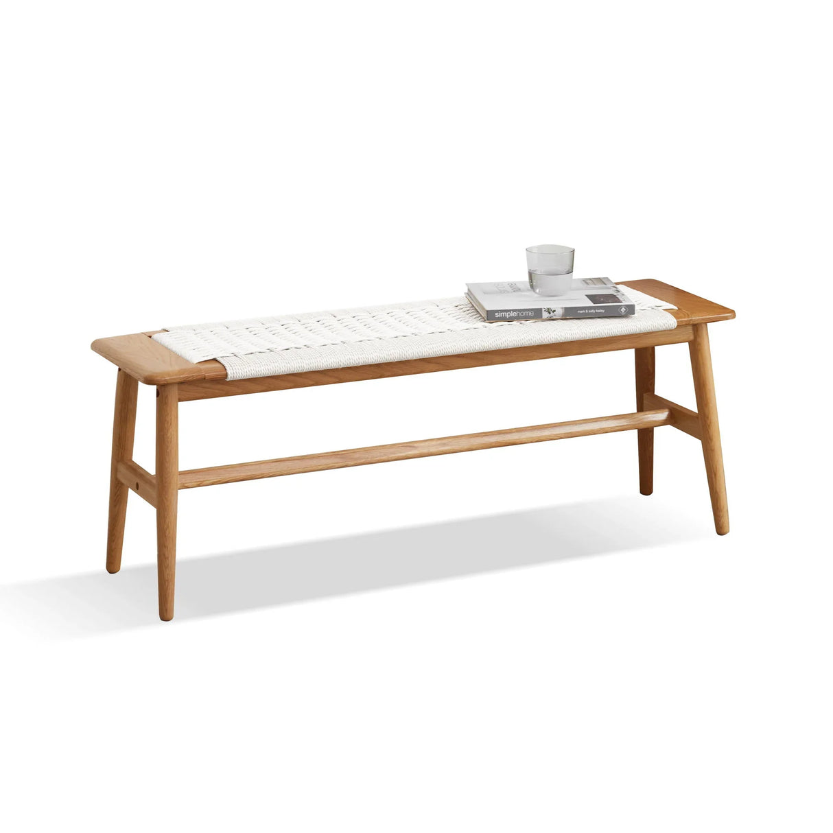Wood Accent Bench - White / Natural Oak - Furniture Home Direct