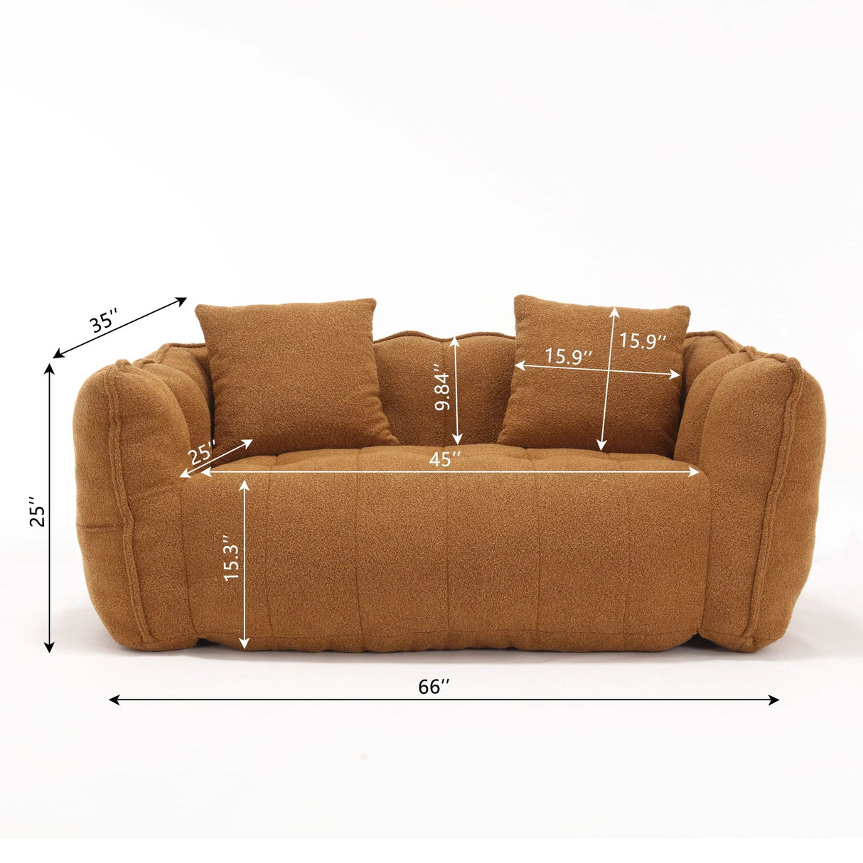 Cozy Beanbag Chair With High Resilience Foam Core For 2 - Furniture Home Direct
