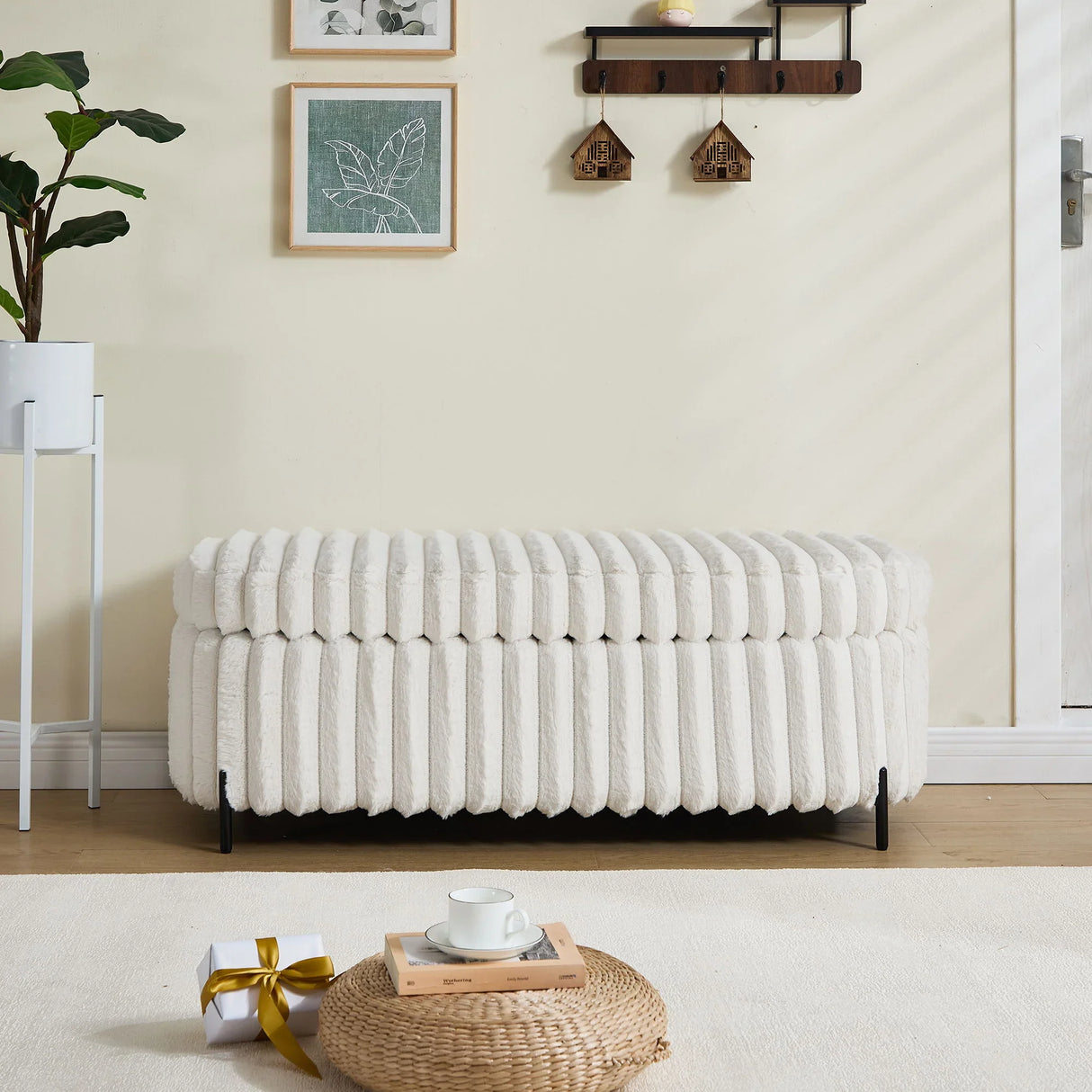 Flip Top Storage Bench With Metal Legs - Furniture Home Direct