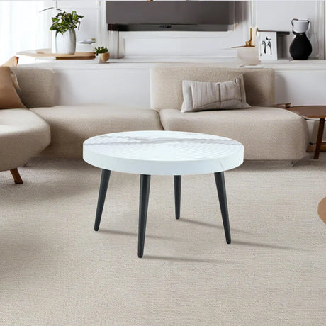 Elegant White Marble Round Coffee Table - Furniture Home Direct