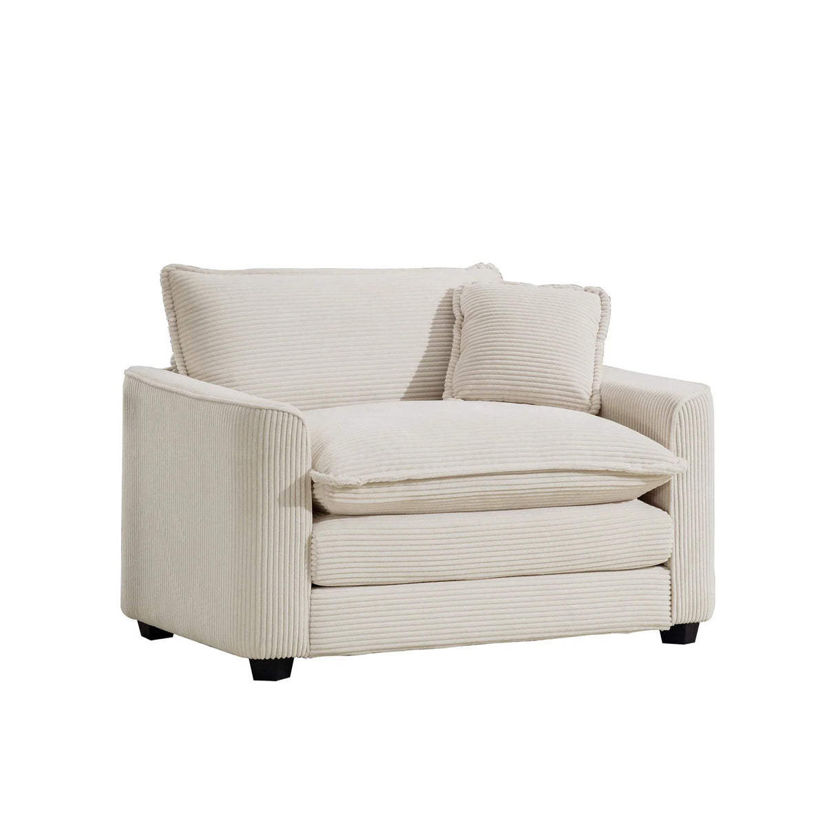 Modern Classic Corduroy Fabric Single Chair Deep Seat Sofa With Pillow - Furniture Home Direct