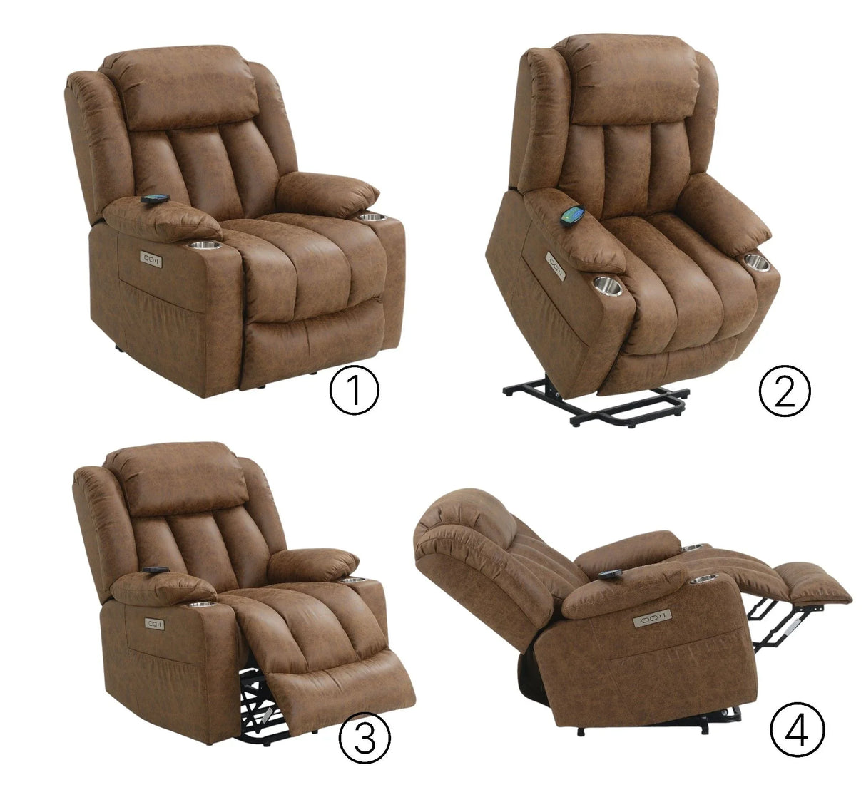Pacay - Power Motion Recliner With Lift Heating Massage Function - Furniture Home Direct