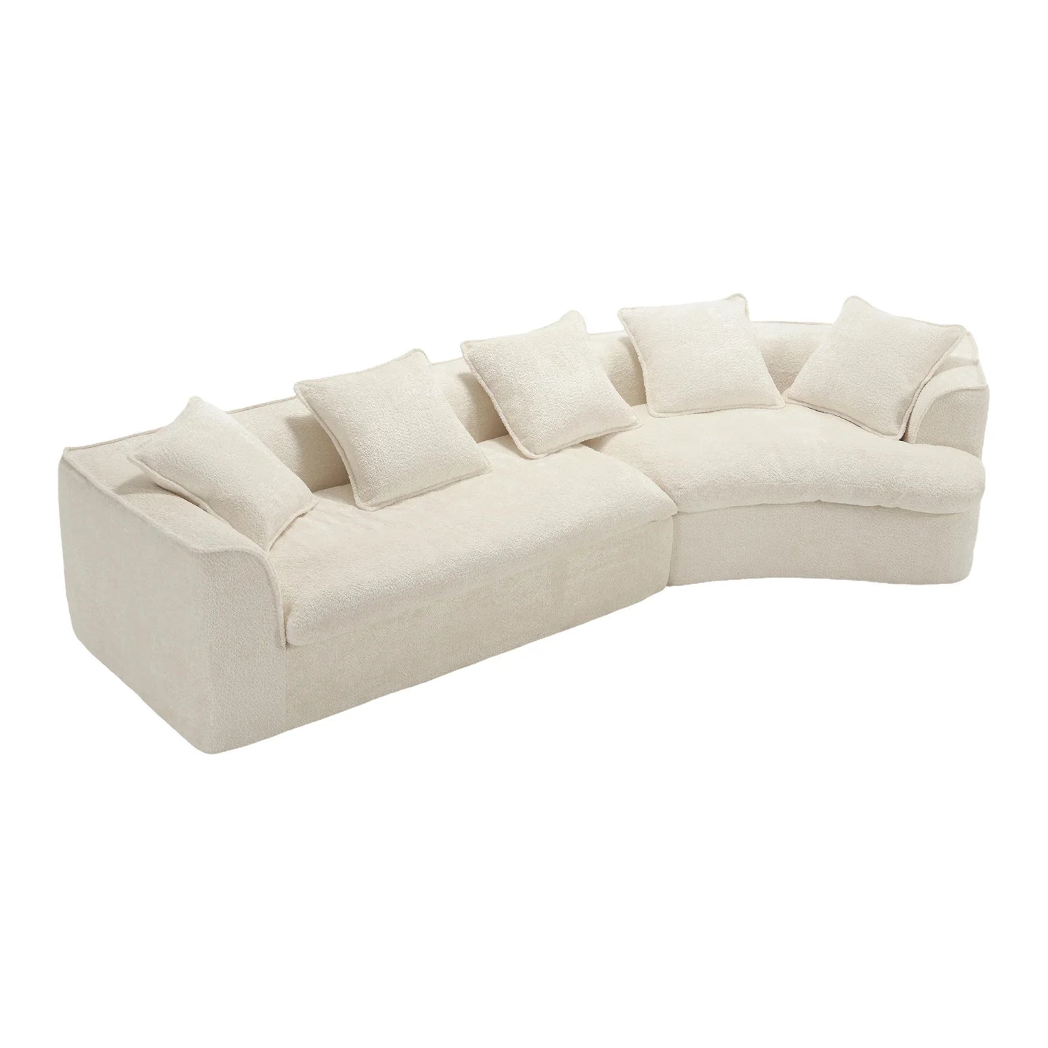Sectional Sofa Chenille With Plush Soft Cushions Beige - Furniture Home Direct