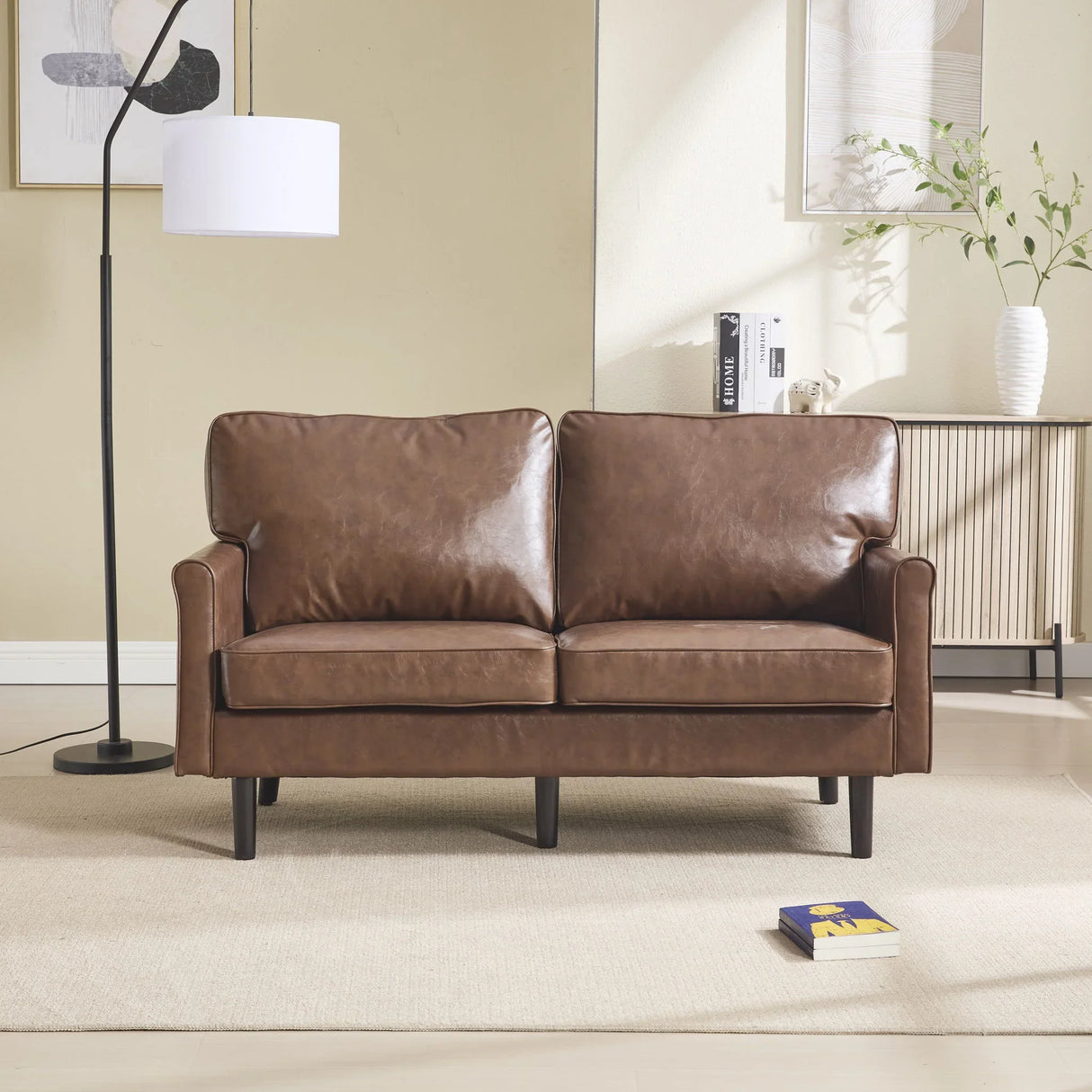 Mid Century Modern Loveseat Sofa With USB Ports, Removable Pillow Cover - Furniture Home Direct