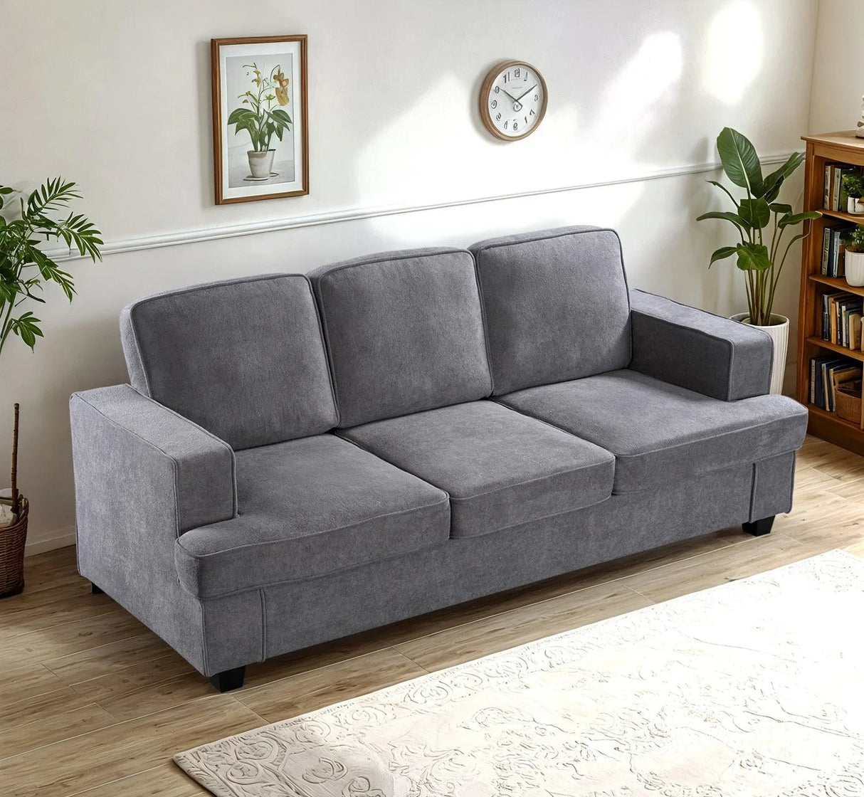 Modern Sofa, Comfortable 3 Seater Couch With Deep Seating, Loose Back Cushions, Wide Arms - Furniture Home Direct