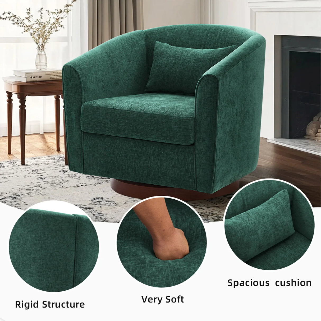 Swivel Accent Chair For Living Room, Sofa Chairs With Base Side For Living Room - Furniture Home Direct