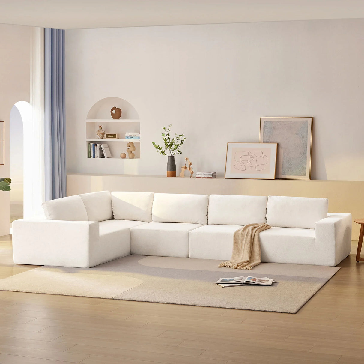 Modular Sectional With Wide Seat Free Combination L Shaped Couch Set Cloud Upholstered Minimalist Boneless Sofa - Furniture Home Direct