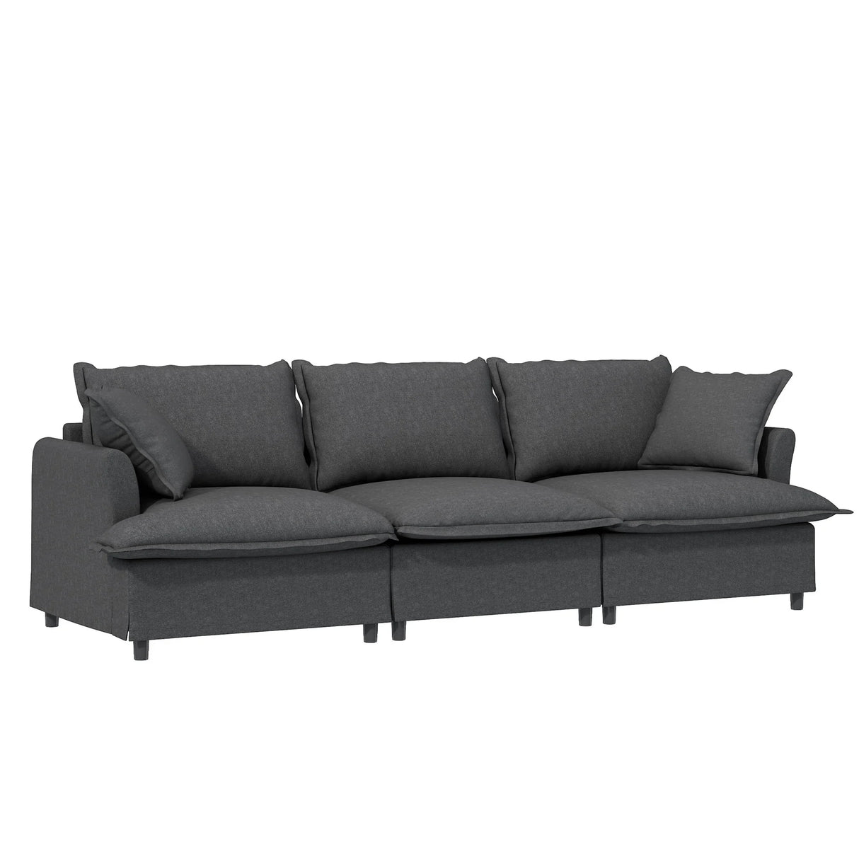 Living Room Set Modular Sectional Couch, Upholstered Sofa & Armchair & Movable Ottoman - Furniture Home Direct