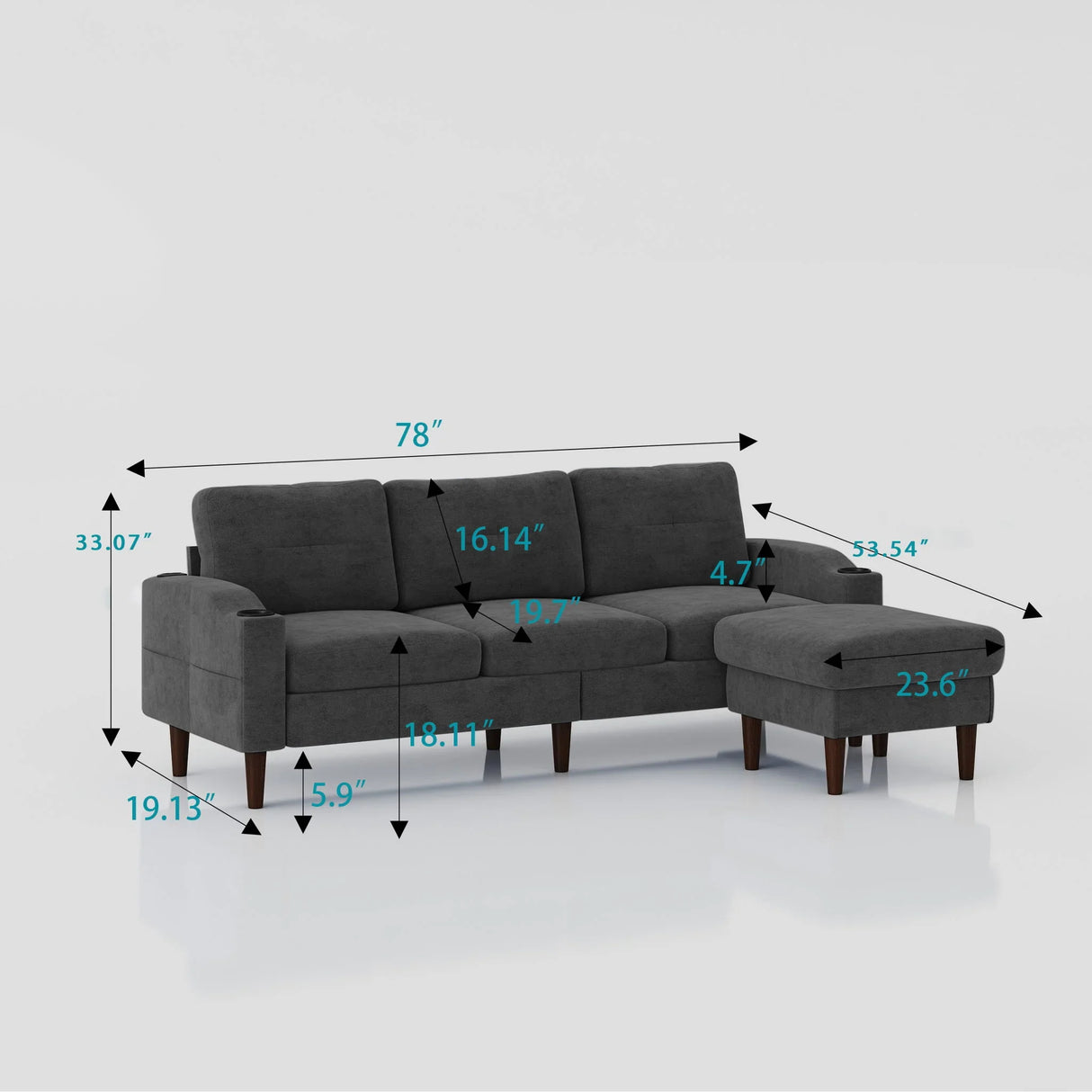 3 Seater Convertible Combination L Shaped Sofa With Footstools With Storage - Furniture Home Direct