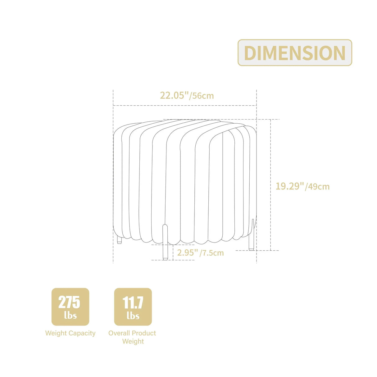 Wide Upholstered Round Pouf Ottoman Foot Rest - Furniture Home Direct