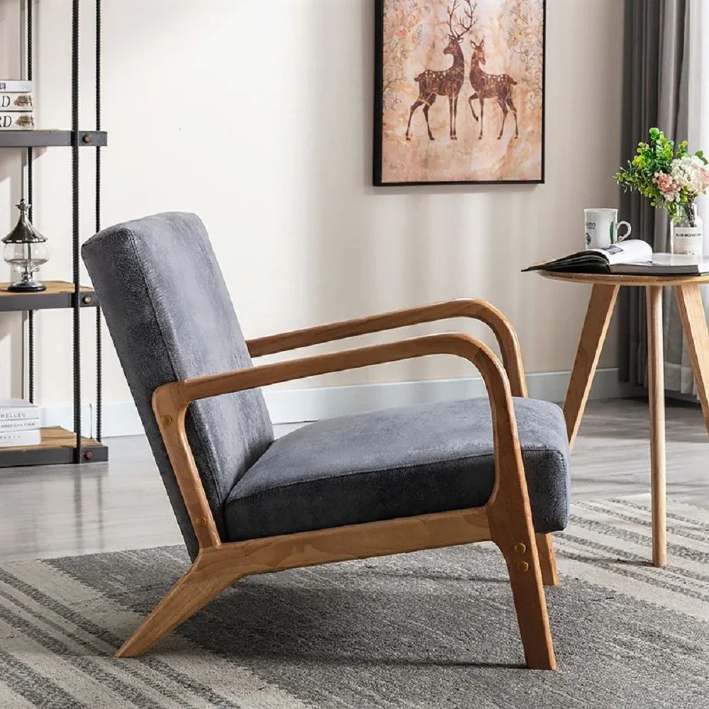 Classic Mid-Century Modern Accent Chairs, Open Framed Armchair With Cushioning - Furniture Home Direct
