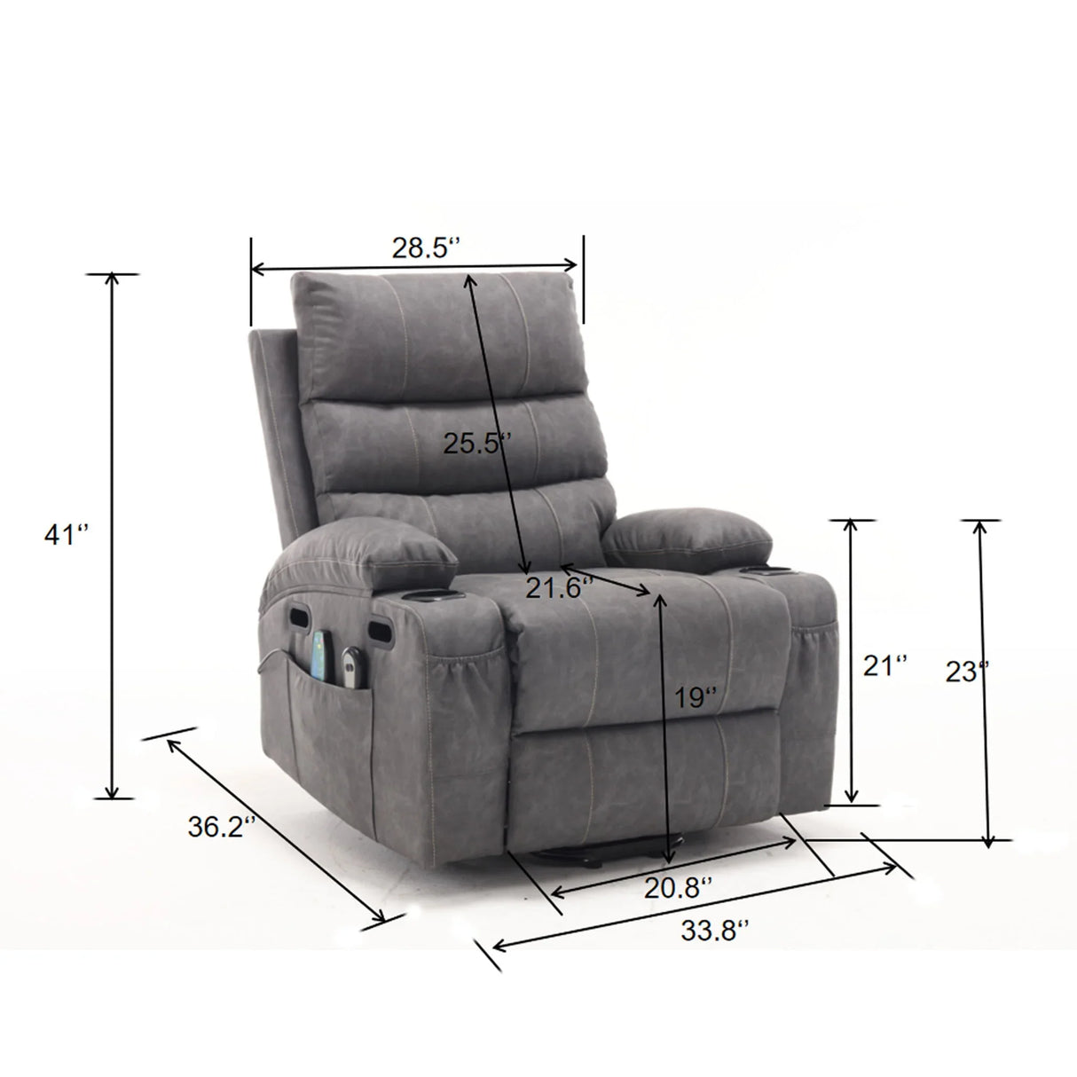 Cozy Electric Power Lift Recliner Chair Sofa For Elderly With Vibration Massage And Lumbar Heat - Furniture Home Direct
