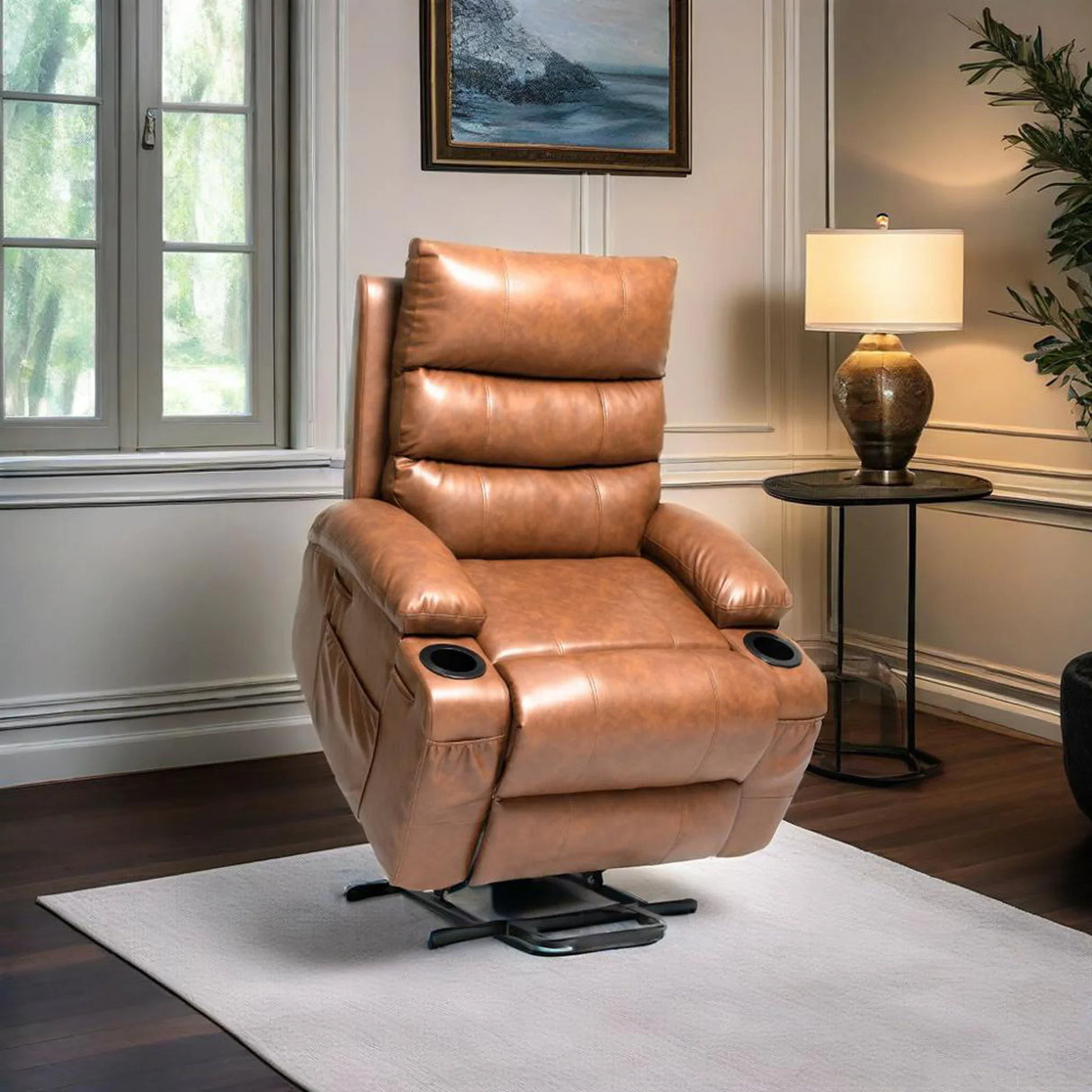 Large Size Electric Power Lift Recliner Chair Sofa With 8 Point Vibration Massage And Lumbar Heat - Furniture Home Direct