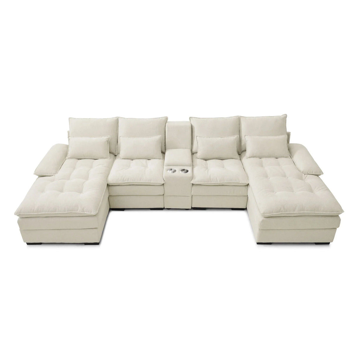 Contemporary U Shaped Sofa With Console And Cupholders - Furniture Home Direct