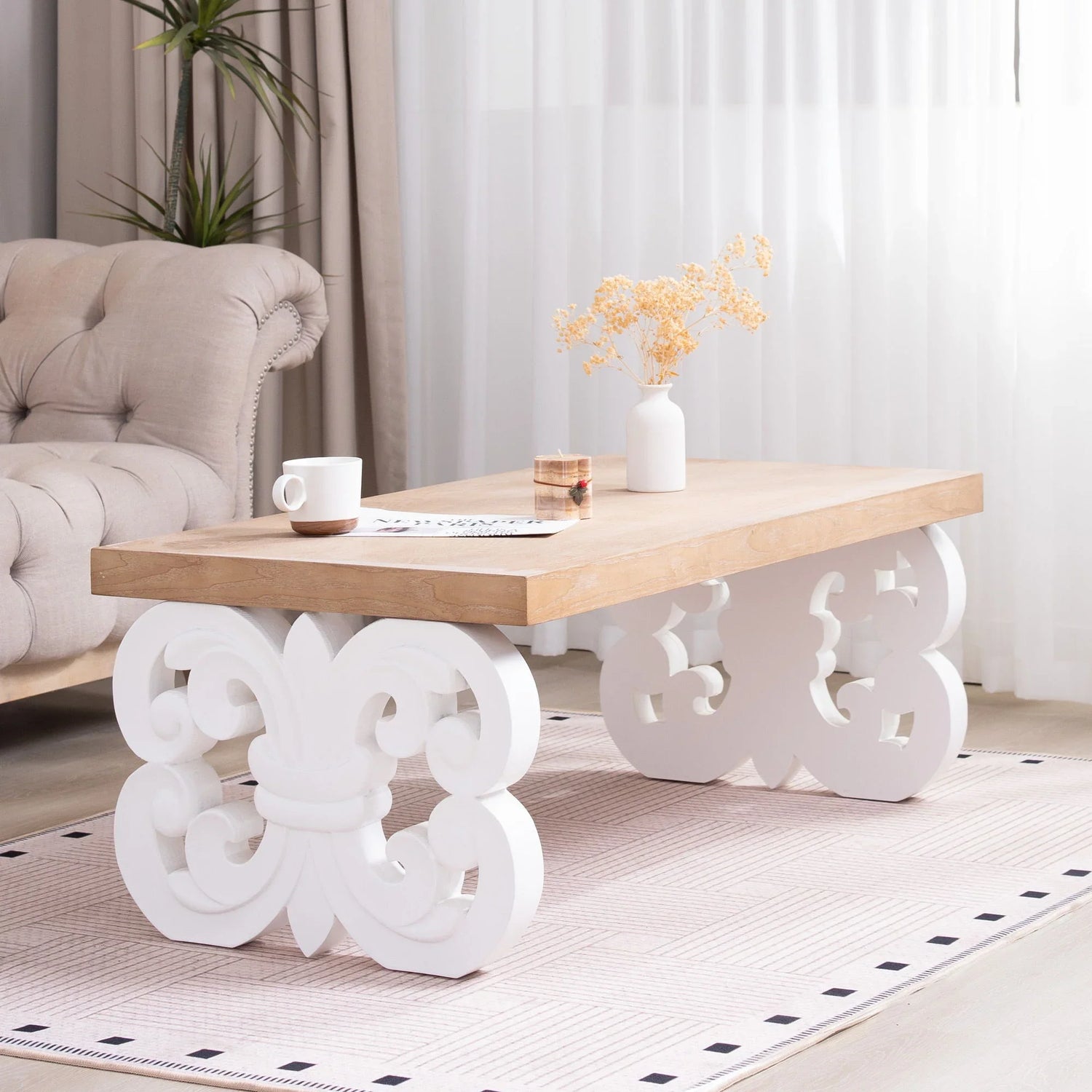 Ornate Scroll Base Coffee Table - Furniture Home Direct
