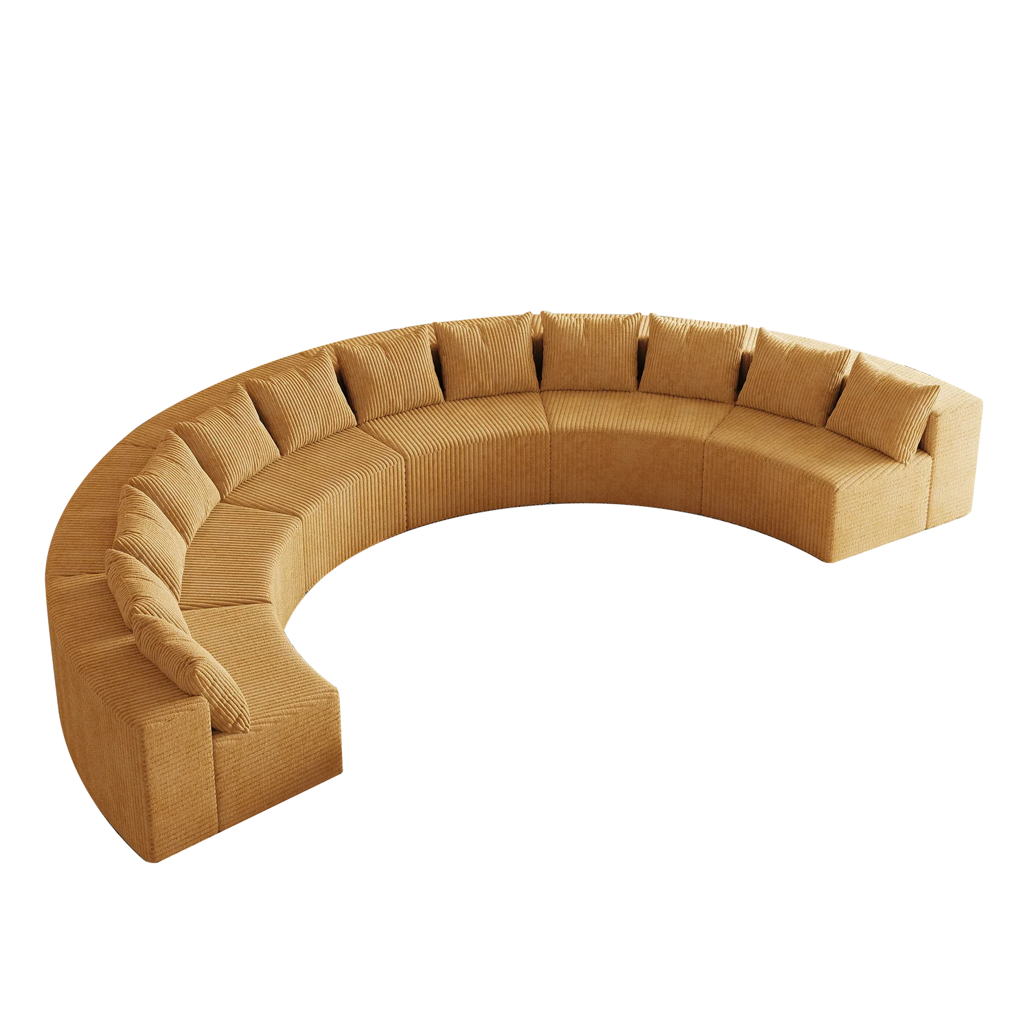 Modular Corduroy Curved Sectional With 12 Modular - Yellow - Furniture Home Direct