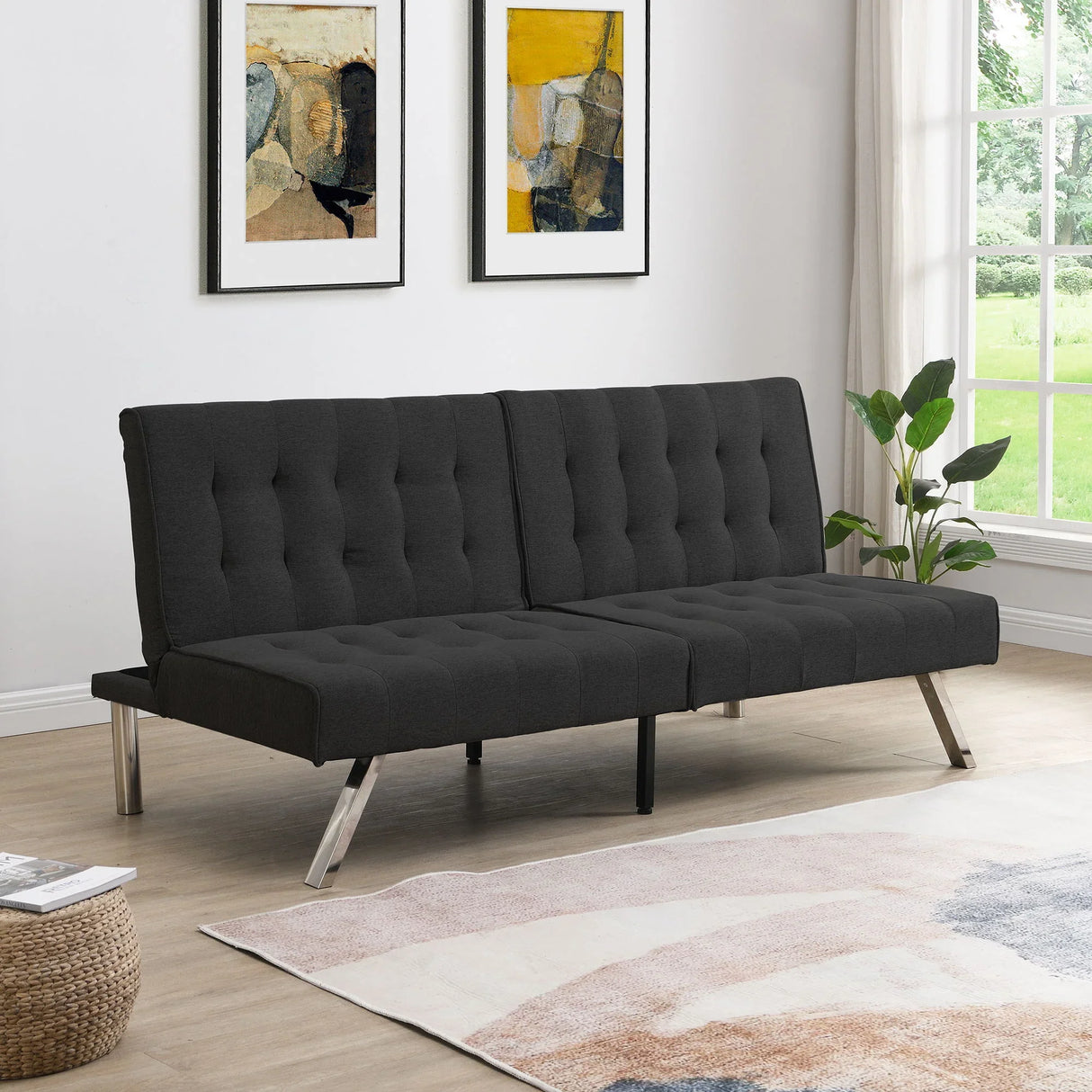 Modern Sofa Bed With Wood Frame And Stainless Legs - Furniture Home Direct