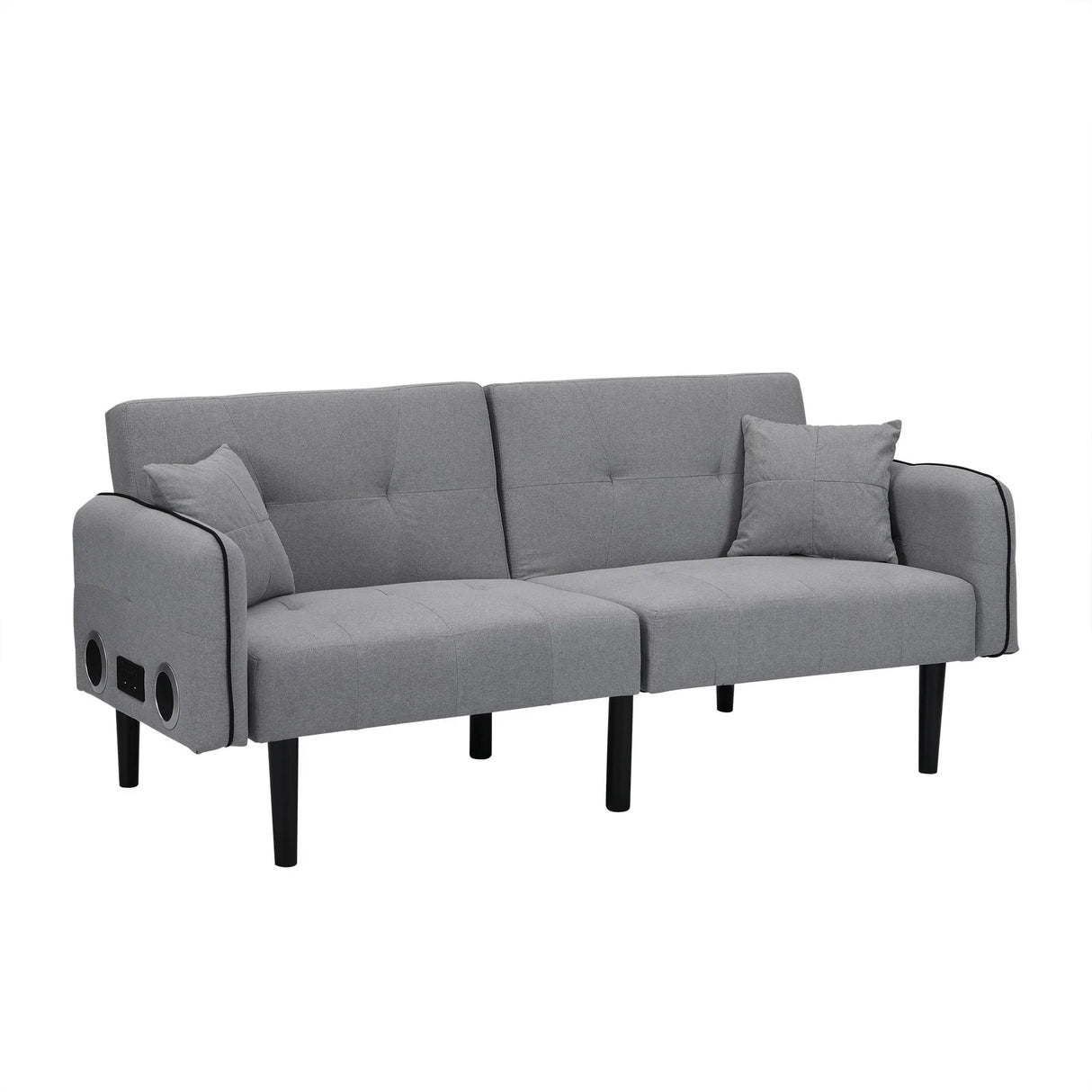 Folding Ottoman Sofa Bed With Stereo - Gray Fabric - Furniture Home Direct