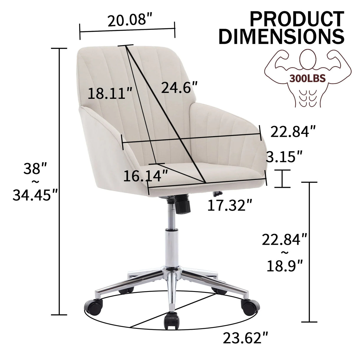 Adjustable Ergonomic Office Chair, Swivel Backrest Seat - Furniture Home Direct