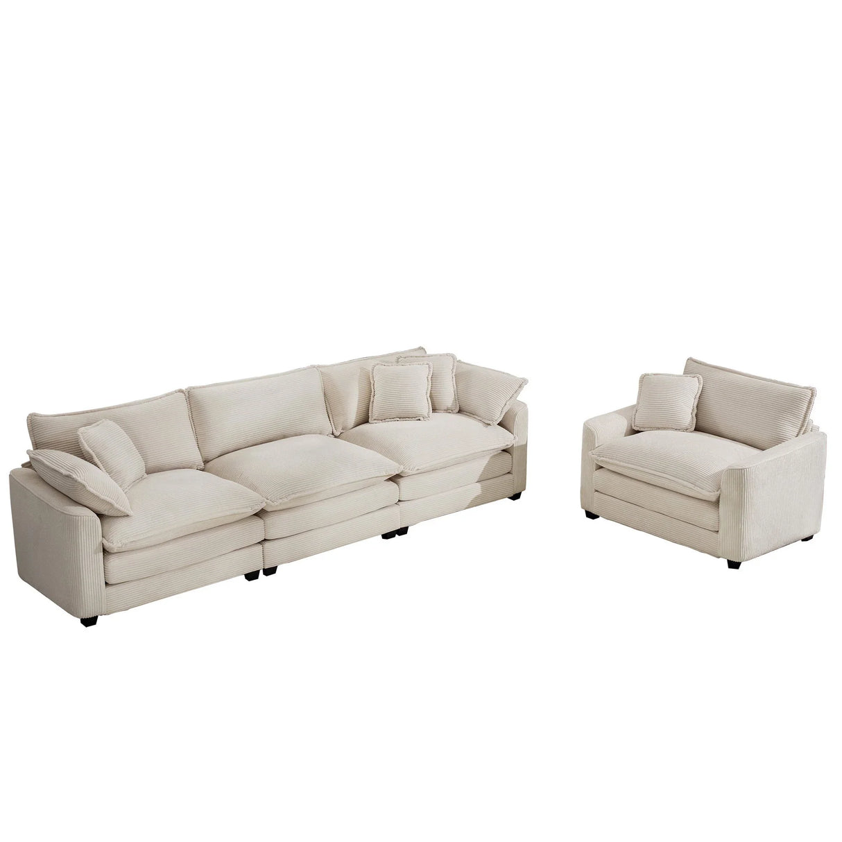 Elegant Corduroy Oversized Sectional Sofa Set With Deep Seats And Flexible Layout - Furniture Home Direct