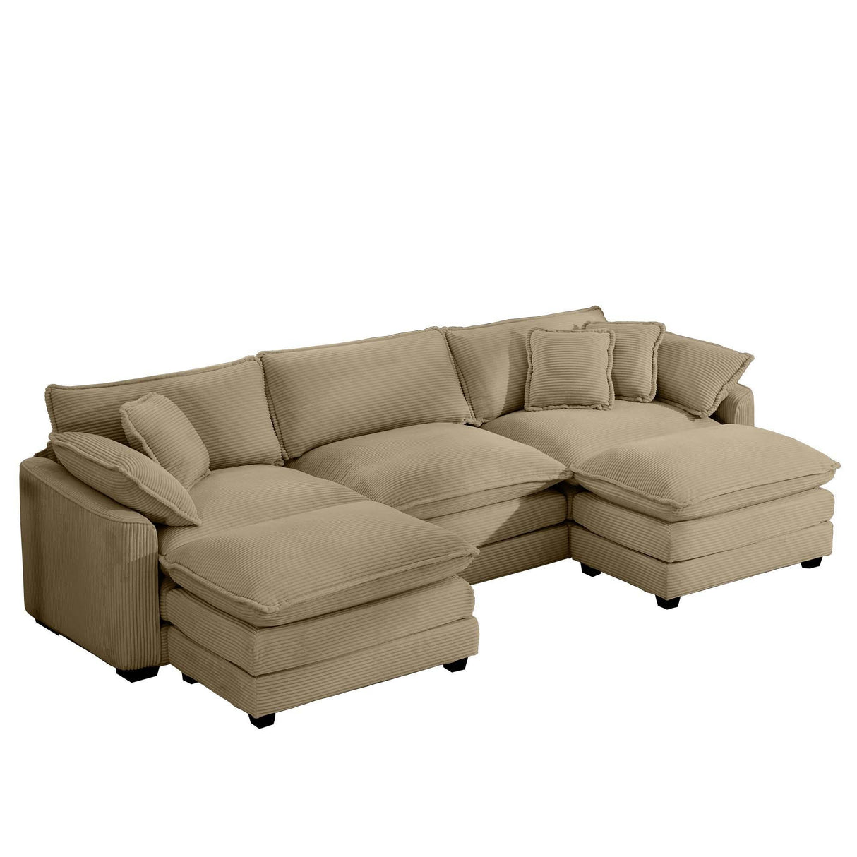 Modern Oversized Modular Cushion Sofa With Ottoman, Low Back, Deep Seating Sofa Set - Furniture Home Direct