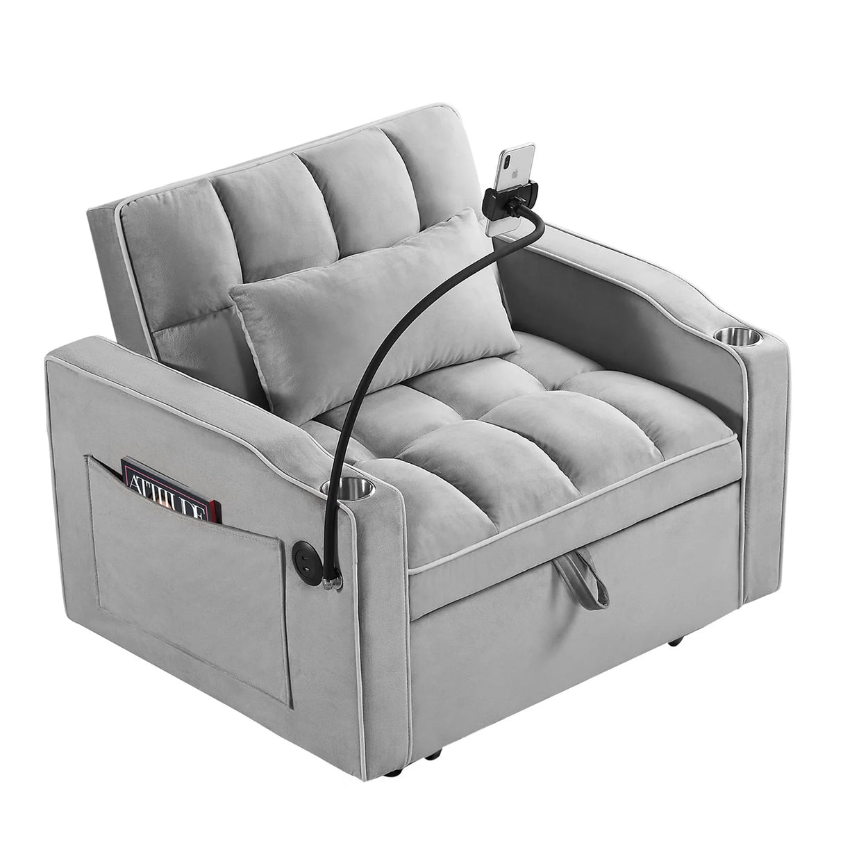 Convertible Sleeper Chair Sofa Bed Adjustable Pull Out Sleeper Chair Bed Multi-Pockets Folding Sofa Bed For Living Room Bedroom Small Space, 3 In 1 Sofa Bed - Furniture Home Direct