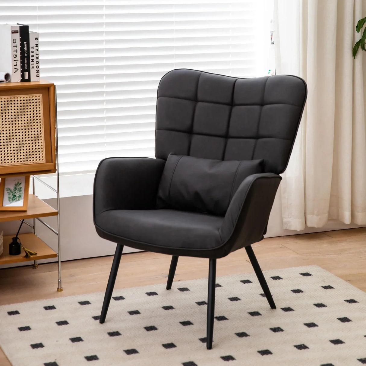 Modern Accent Arm Chair High Back With Metal Legs And Soft Padded - Furniture Home Direct
