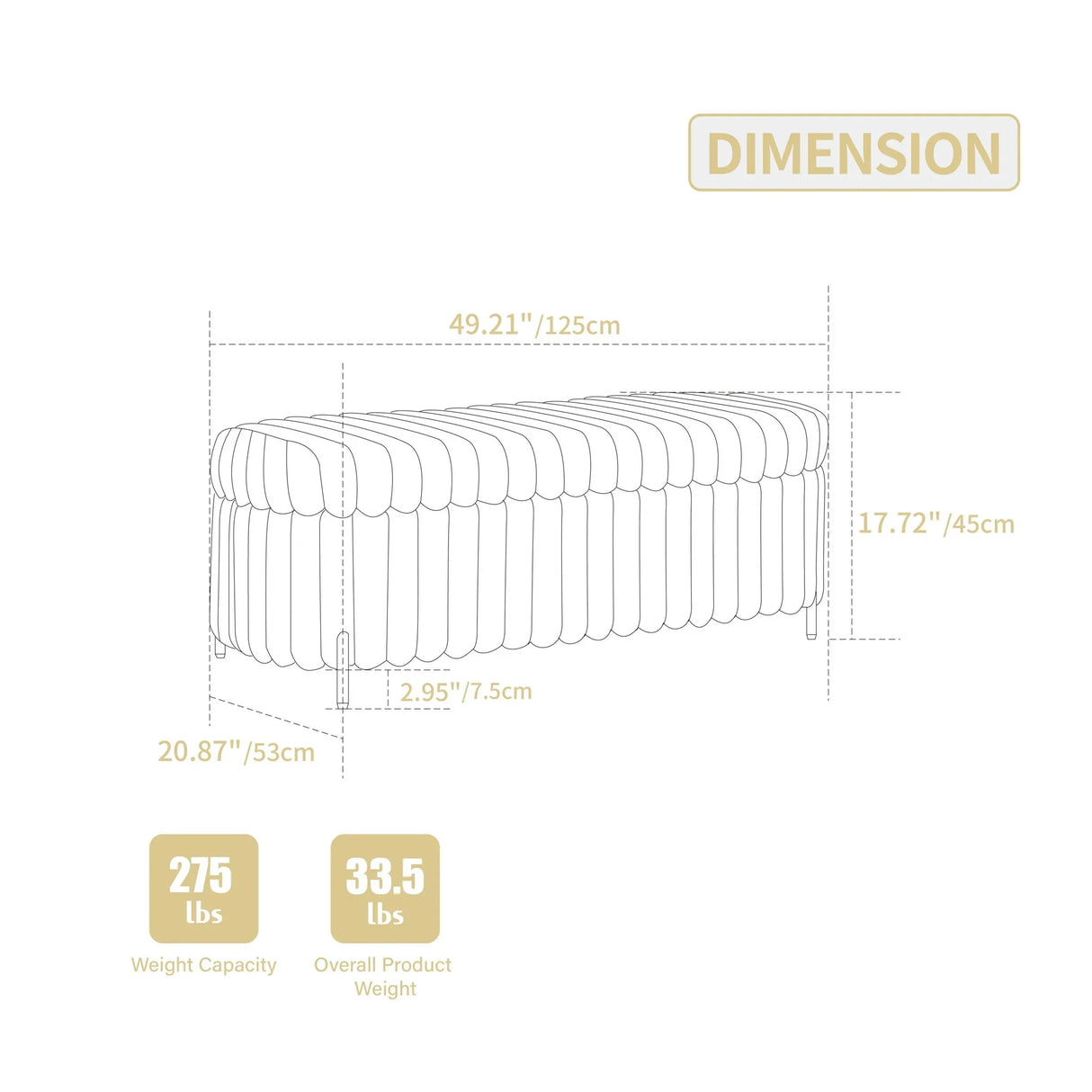 Flip Top Storage Bench With Metal Legs - Furniture Home Direct