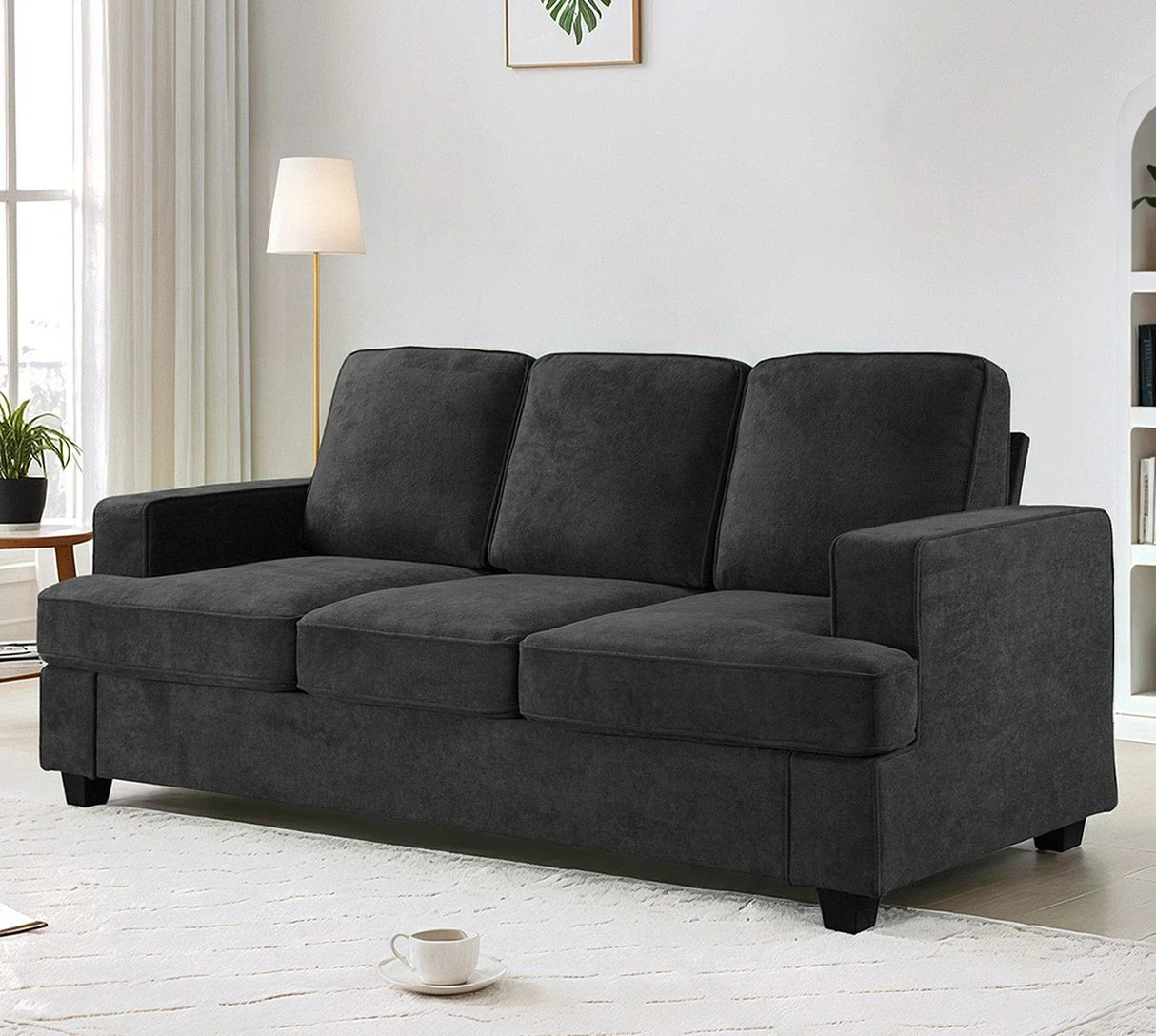 Modern Sofa, Comfortable 3 Seater Couch With Deep Seating, Loose Back Cushions, Wide Arms - Furniture Home Direct