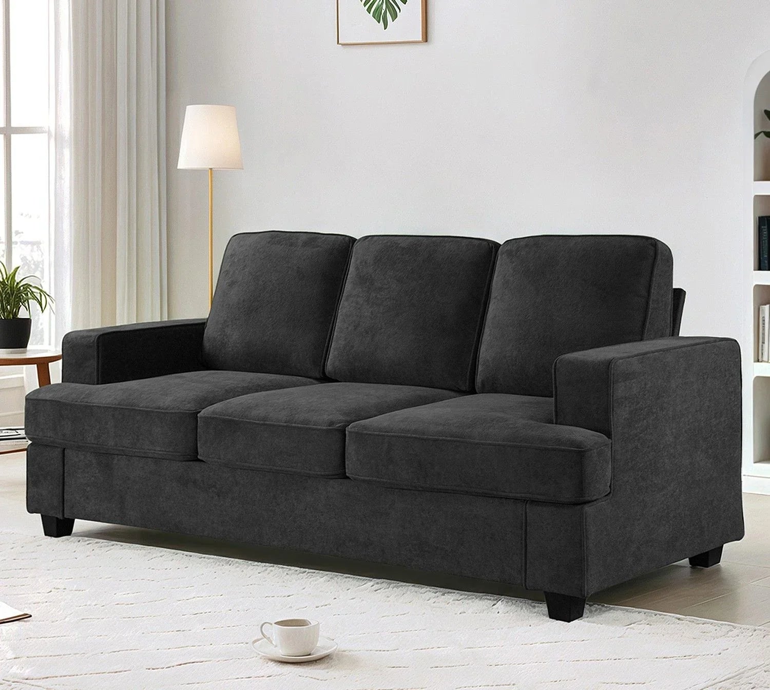 Modern Sofa, Comfortable 3 Seater Couch With Deep Seating, Loose Back Cushions, Wide Arms - Furniture Home Direct