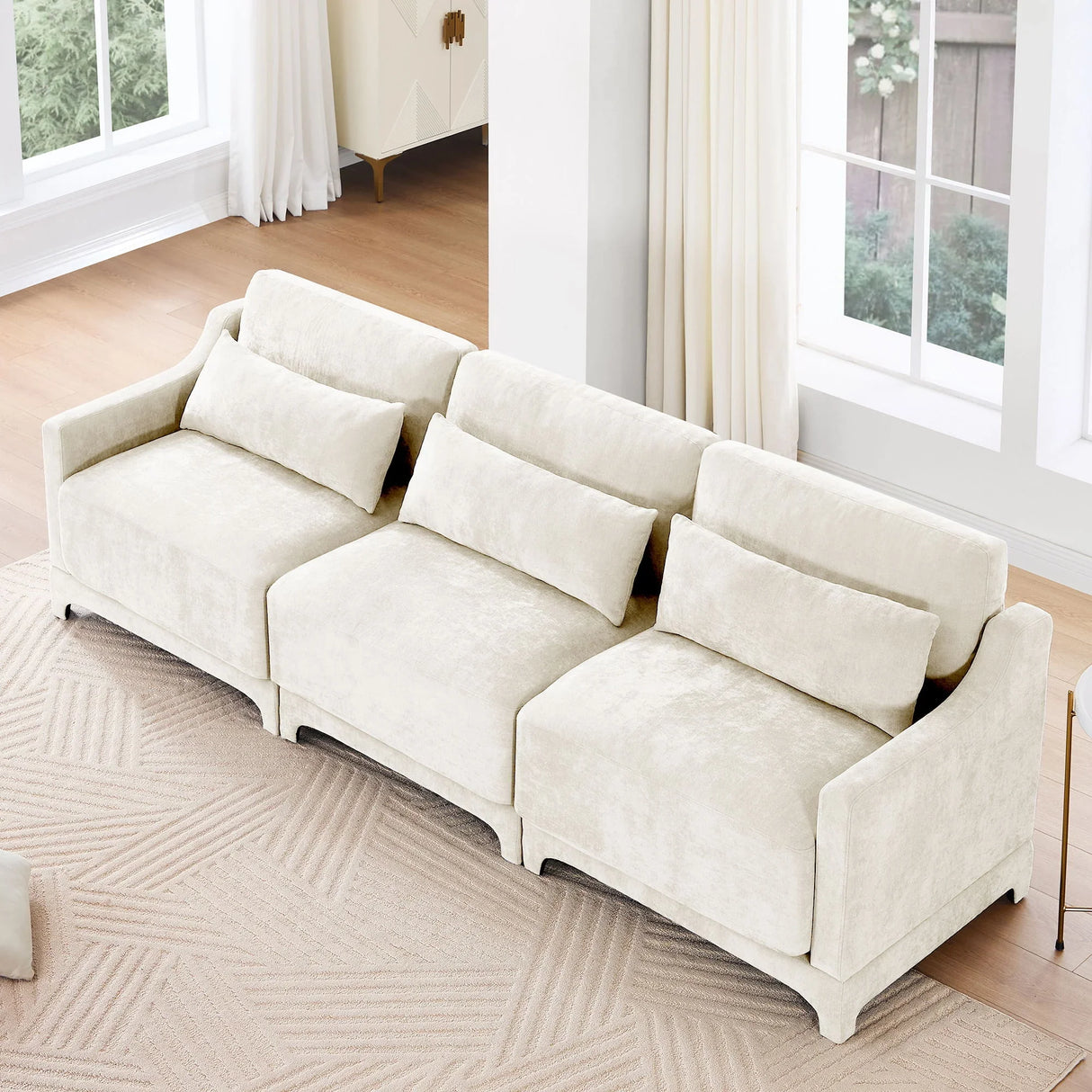 Elegant Sofa With Ergonomic Design And Lumbar Pillows - Furniture Home Direct
