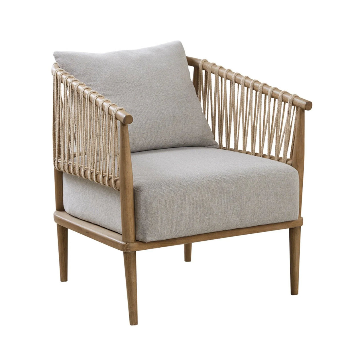 Arm Chair With Open Weave Jute Twine Rope Design - Natural - Furniture Home Direct