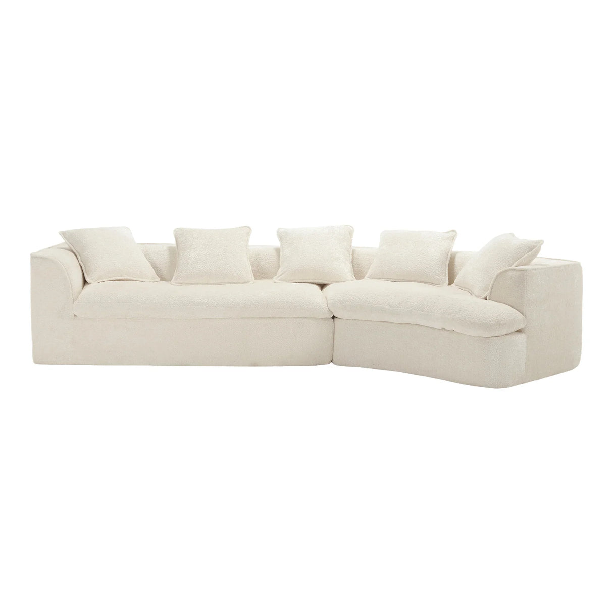 Sectional Sofa Chenille With Plush Soft Cushions Beige - Furniture Home Direct