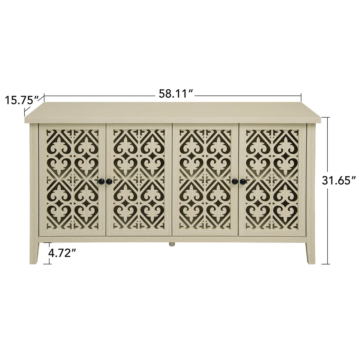 Hollowed Out Cabinet With 4 Doors, American Furniture, Suitable For Bedroom, Living Room, Study - Natural - Furniture Home Direct