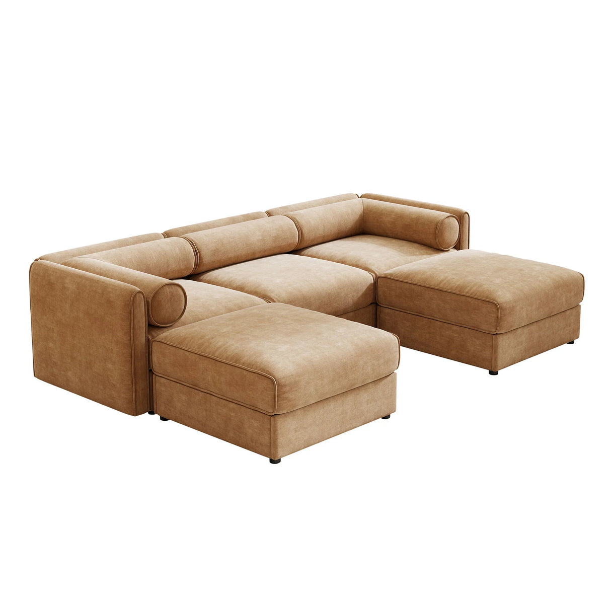 Contemporary Elegant White Chenille Sofa With Storage And Ottoman - Furniture Home Direct