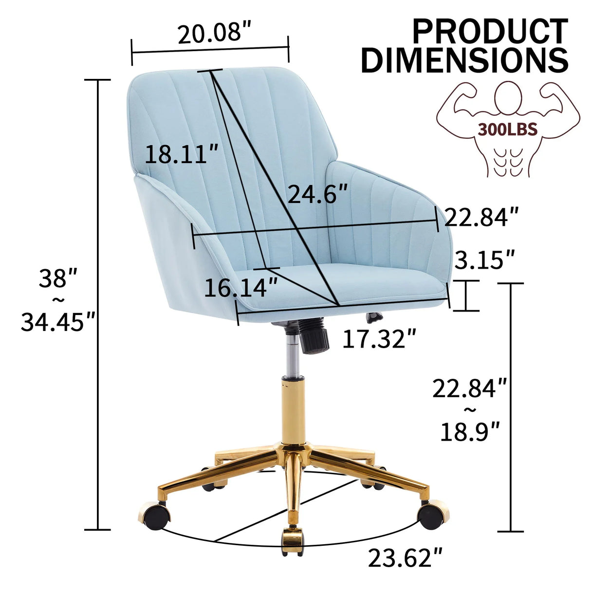 Adjustable Ergonomic Swivel Office Chair - Furniture Home Direct