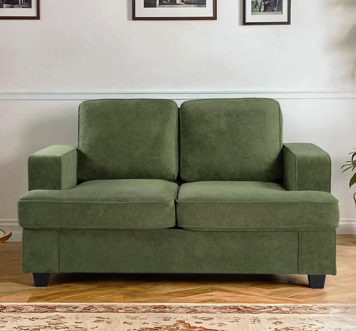 Modern Loveseat, Comfortable 2 Seater Couch With Deep Seating, Loose Back Cushions, Wide Arms - Furniture Home Direct
