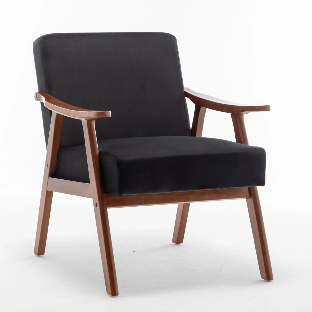 Mid Century Modern Accent Chair With Solid Wood Frame And Extra Thick Backrest - Furniture Home Direct