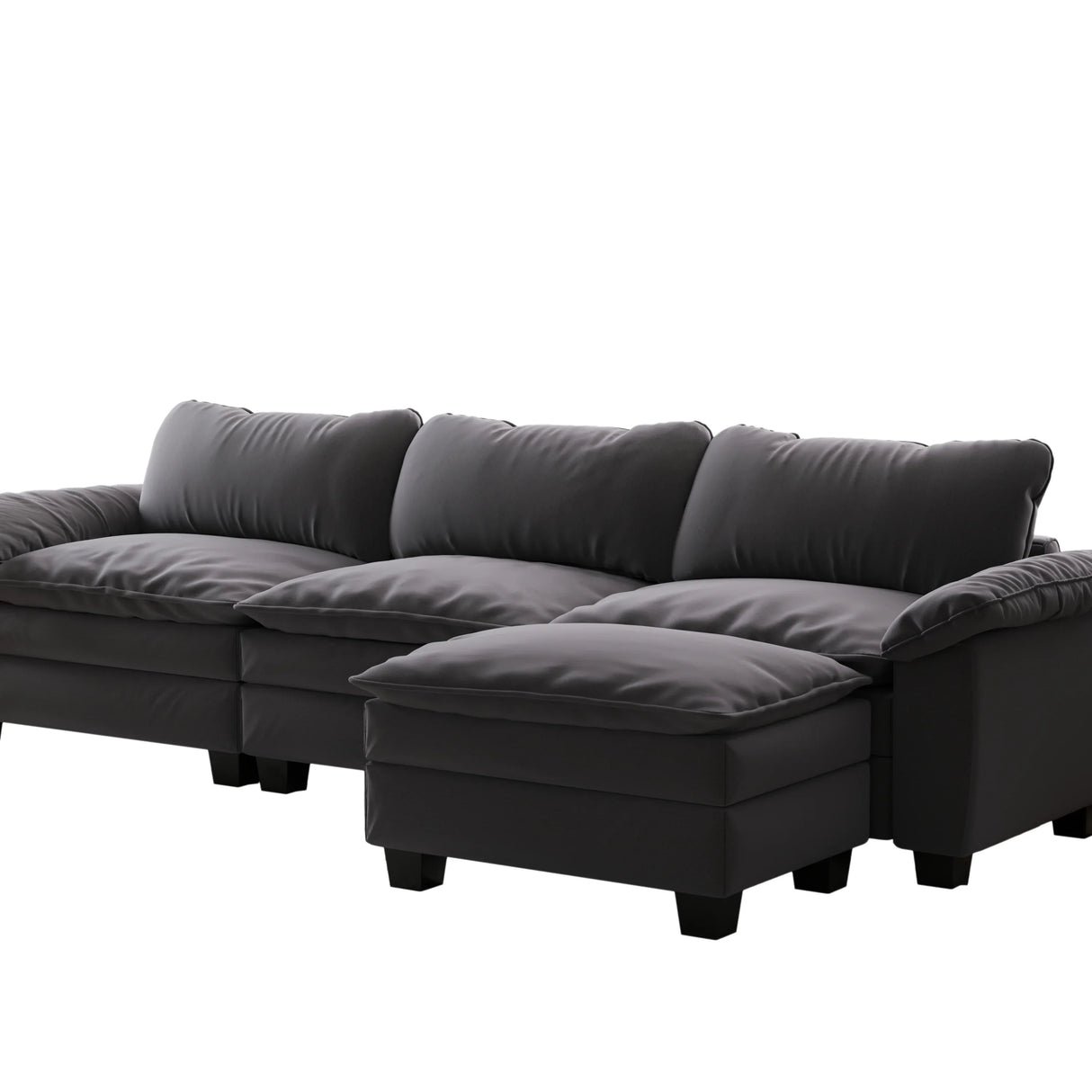 Sectional Sofa with Chaise Velvet Upholstery Premium Grey - Furniture Home Direct
