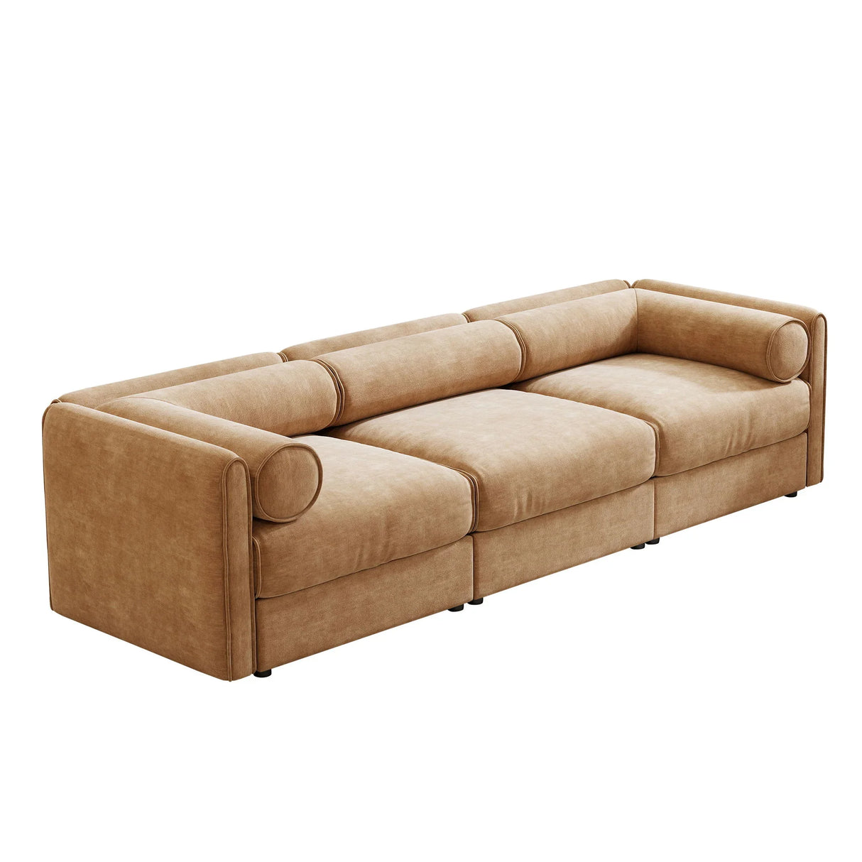 Stylish Chenille Sofa With Storage Seat And Cylindrical Backrest - Furniture Home Direct