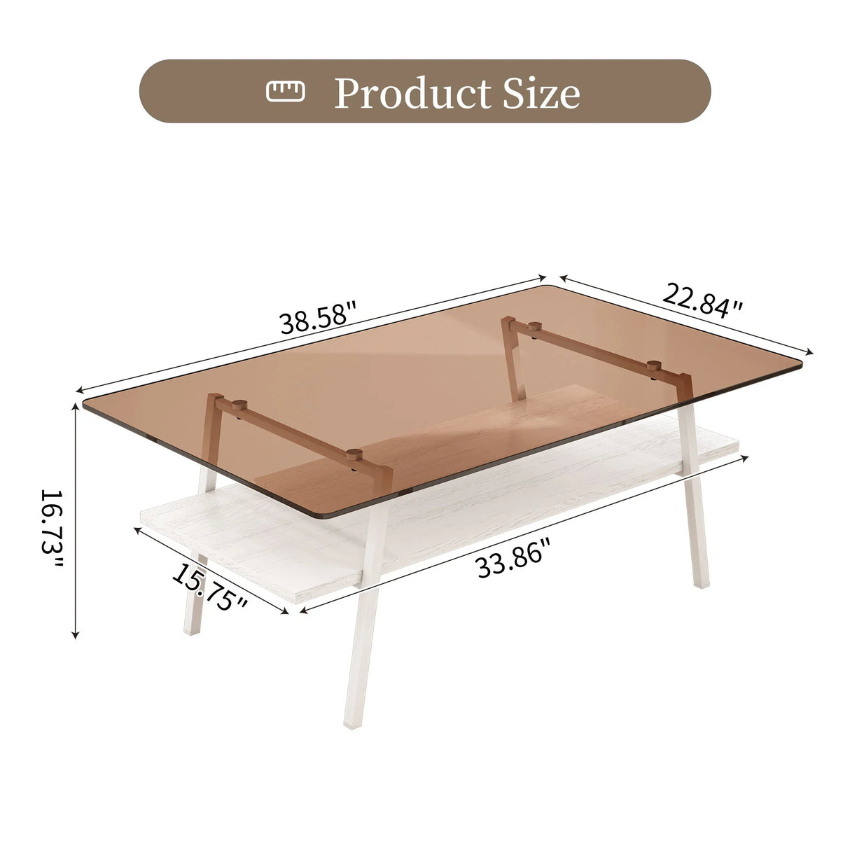 Rectangle Coffee Table, Tempered Glass Tabletop Modern Table For Living Room - Furniture Home Direct