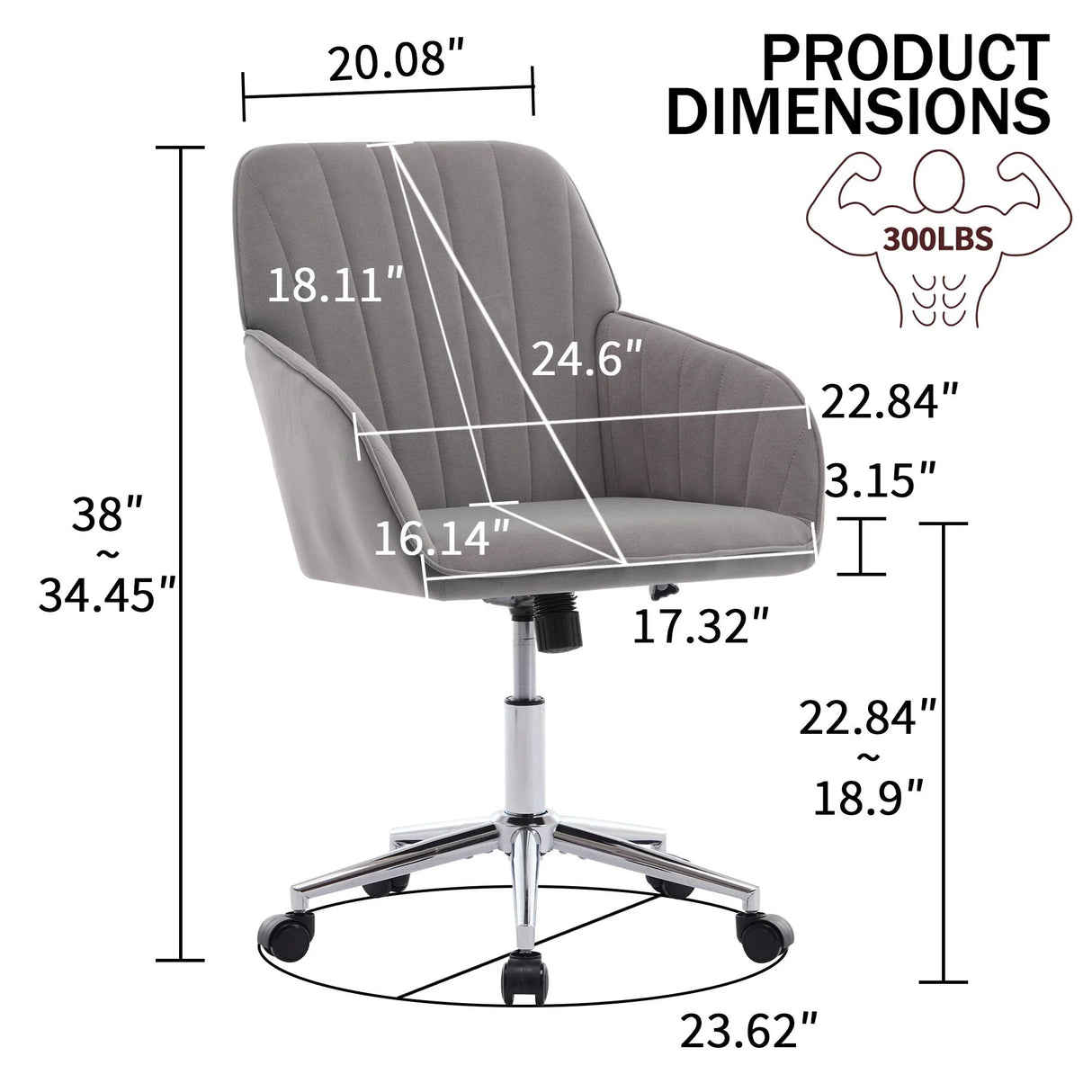 Adjustable Ergonomic Office Chair, Swivel Backrest Seat - Furniture Home Direct