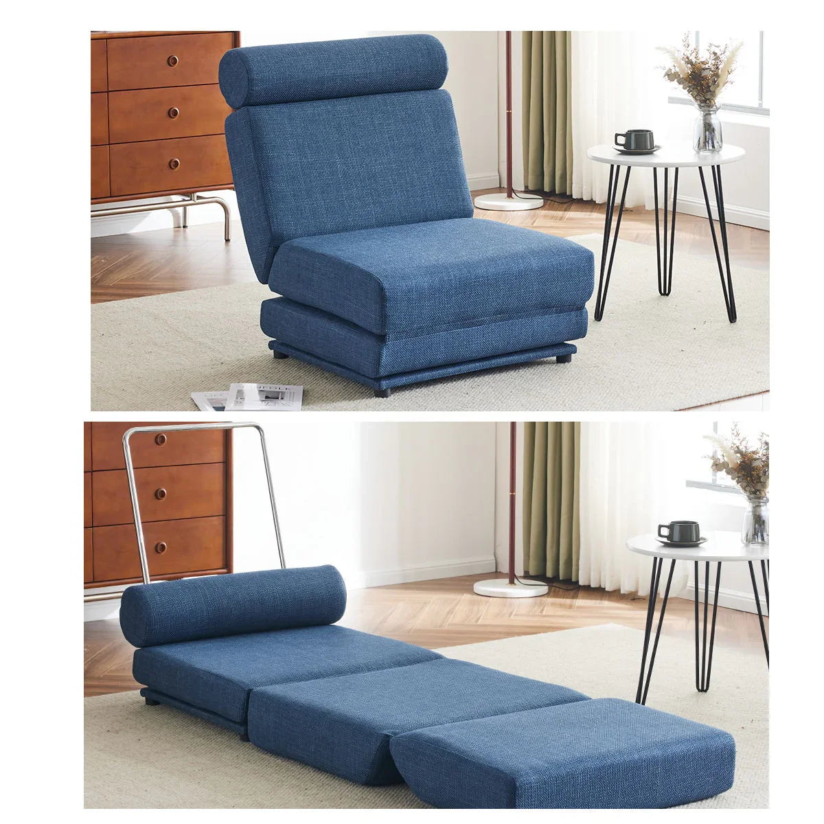 Foldable Single Chair Sofa Bed With Pillow, Easy To Store, Breathable And Wearable Linen - Furniture Home Direct