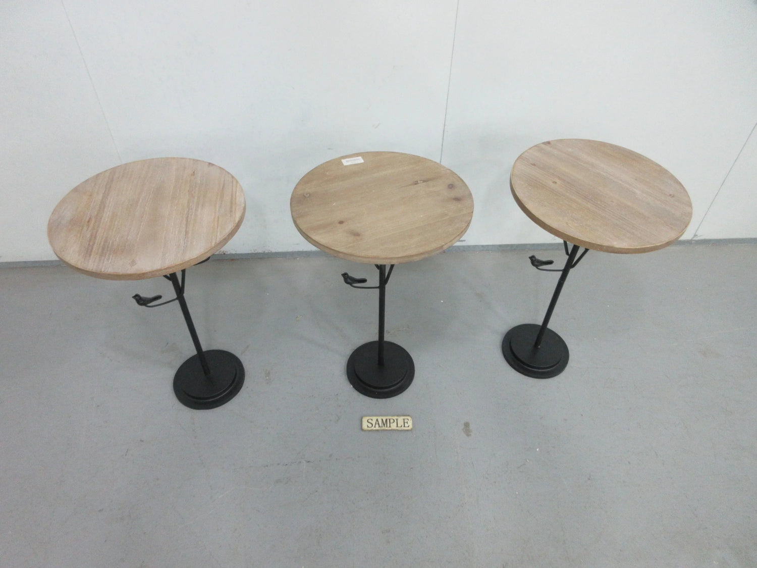 Round Side Table Metal Base With Wooden Top Natural - Furniture Home Direct