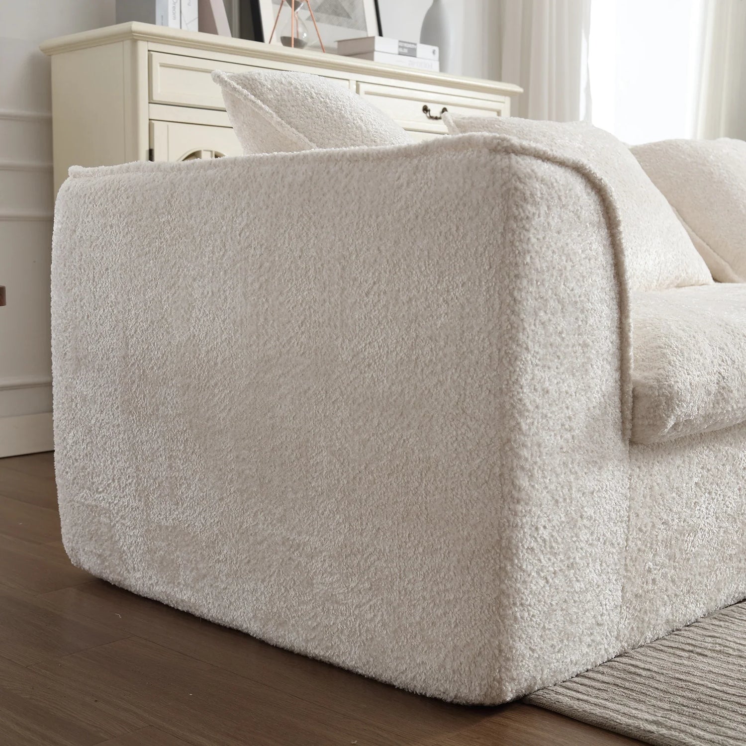 Sectional Sofa Chenille With Plush Soft Cushions Beige - Furniture Home Direct