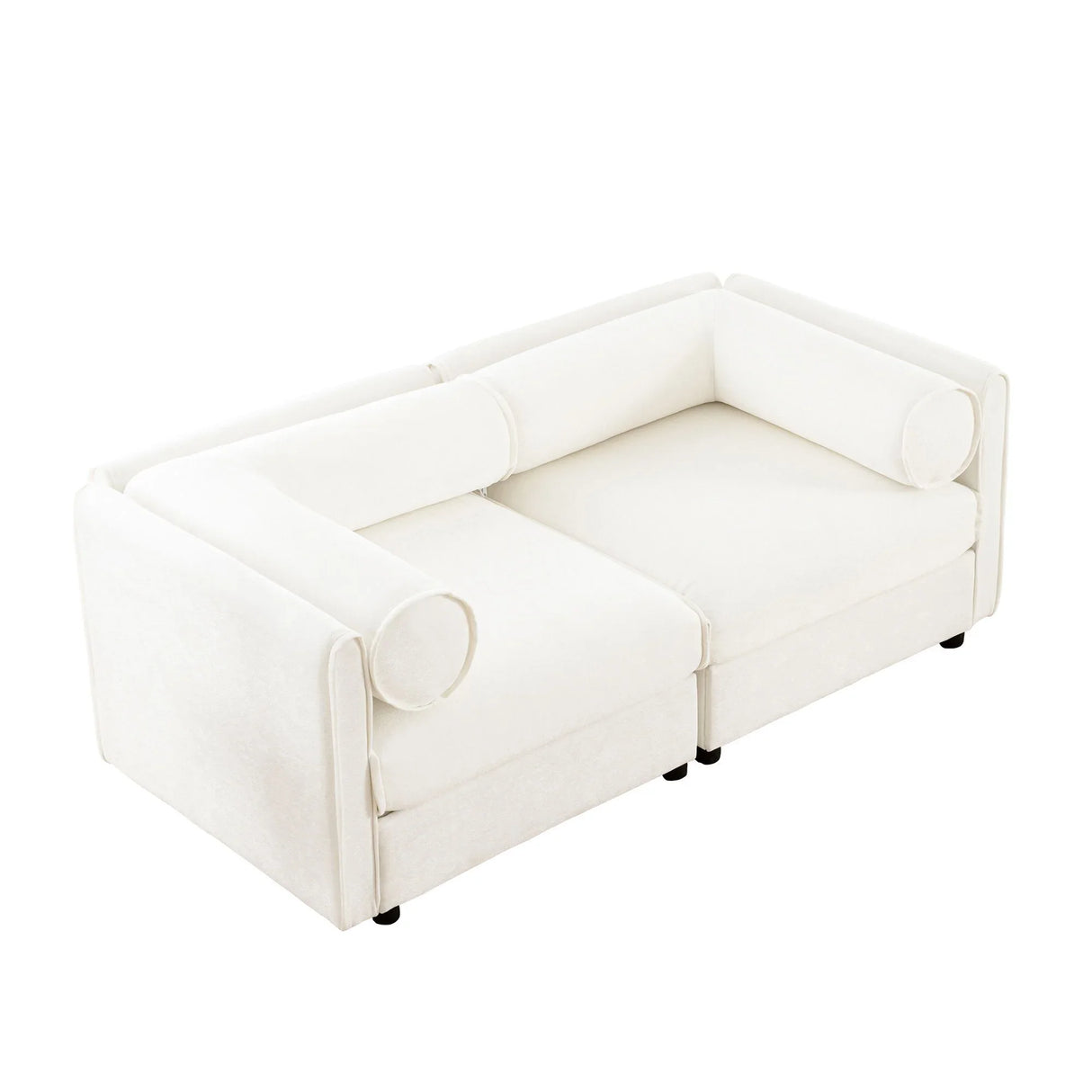 Stylish Chenille Sofa With Storage Seat And Cylindrical Backrest - Furniture Home Direct